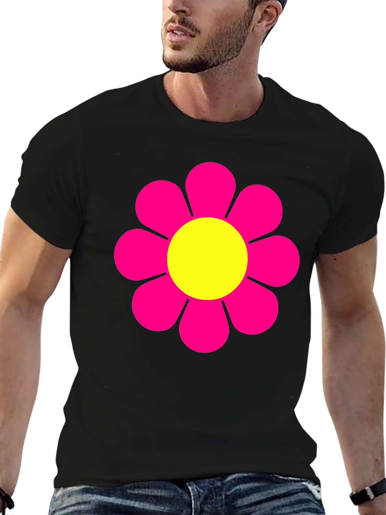 Retro Floral Graphic Tee - Black