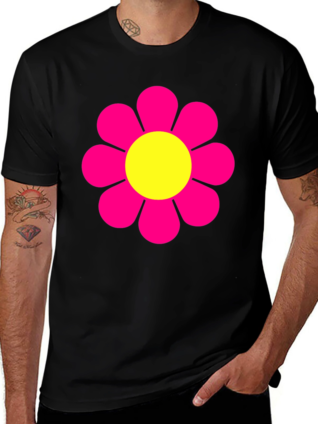 Retro Floral Graphic Tee - Black