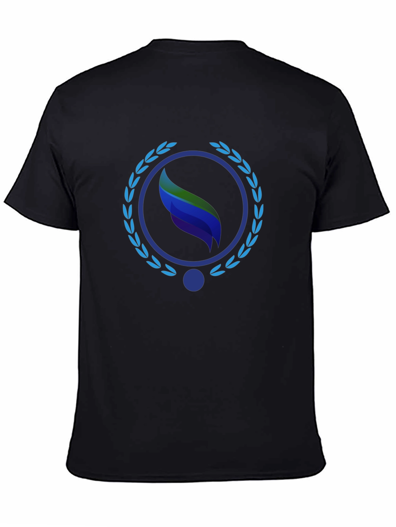 Stylish Black Tee with Leaf Emblem