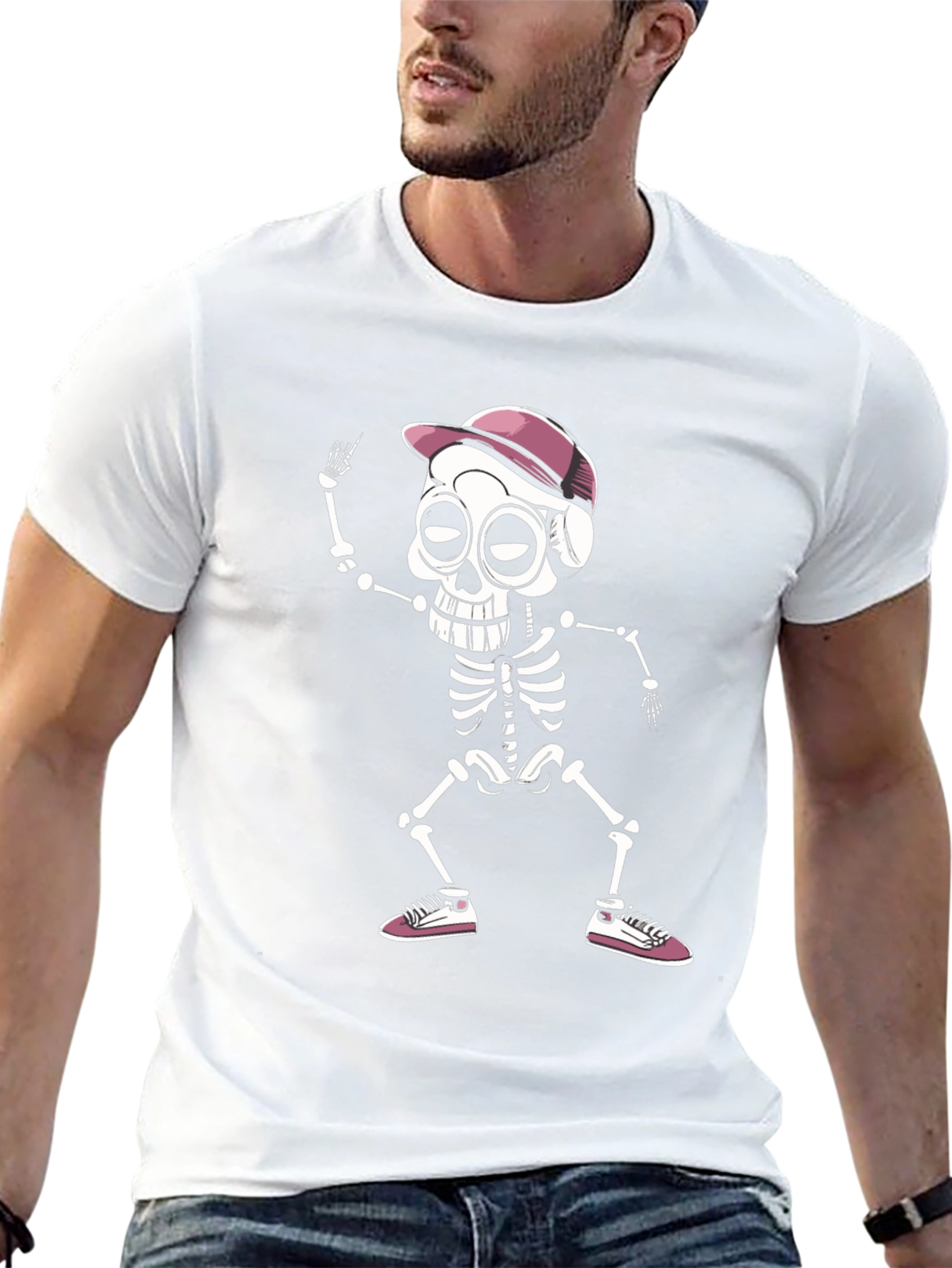 Cool Skeleton Graphic Tee - Black