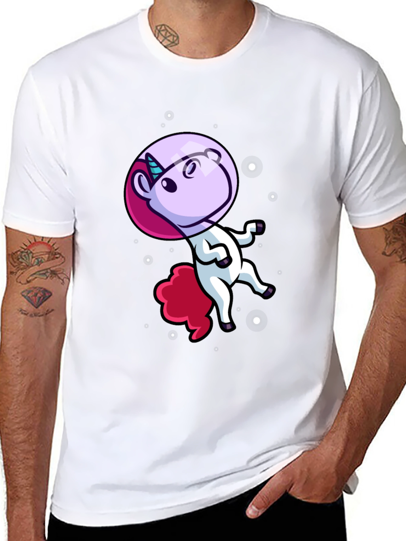 Astronaut Unicorn Black T-Shirt