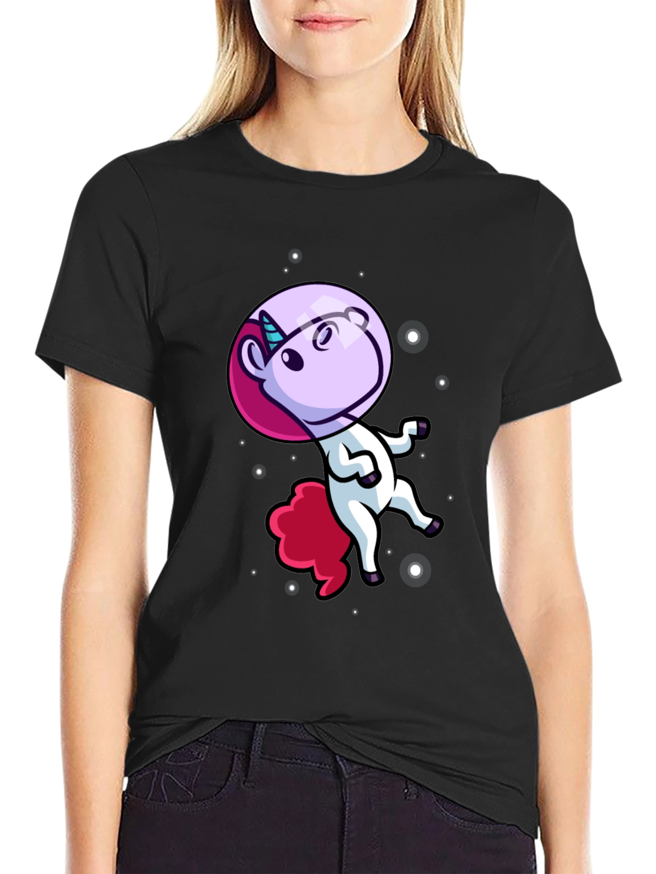 Astronaut Unicorn Black T-Shirt