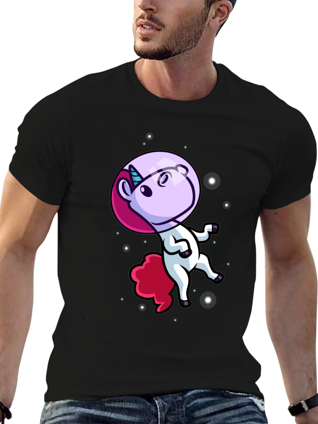 Astronaut Unicorn Black T-Shirt