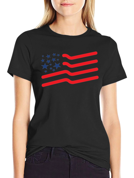 American Flag T-Shirt: Patriotic Wavy Stripes and Stars Tee