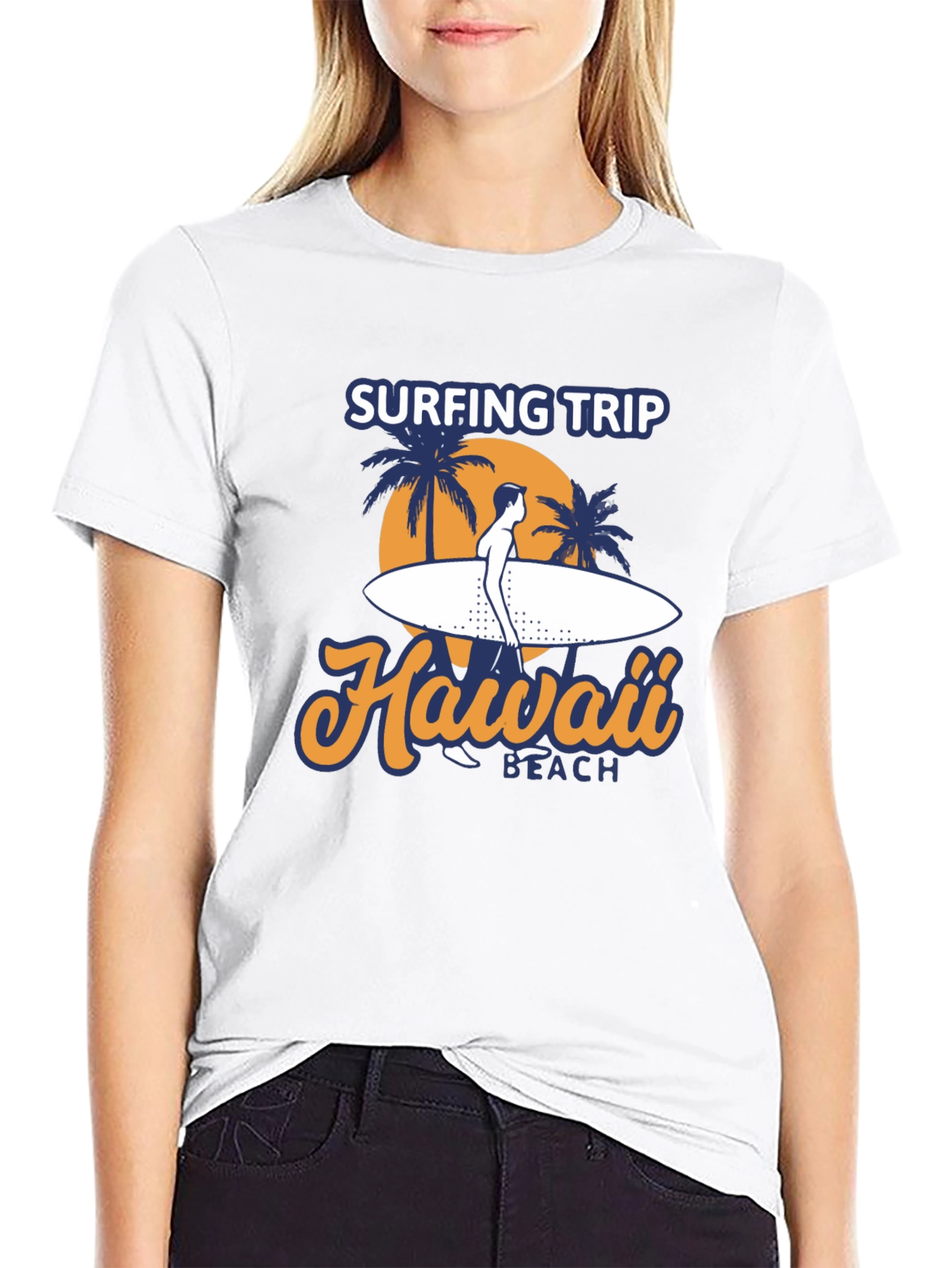 Hawaii Surfing Trip Graphic Tee - Black