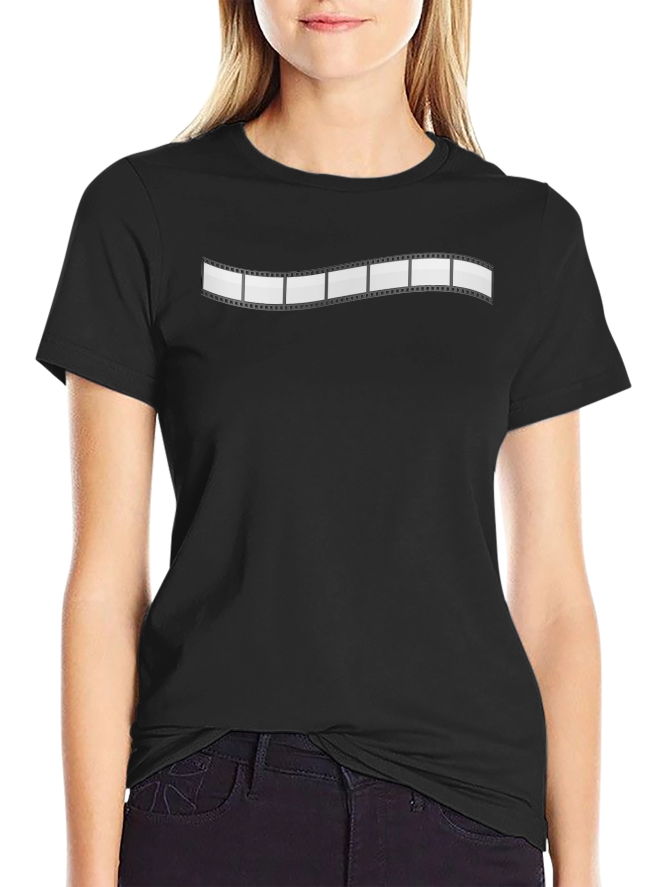 Retro Film Strip Graphic Black T-Shirt