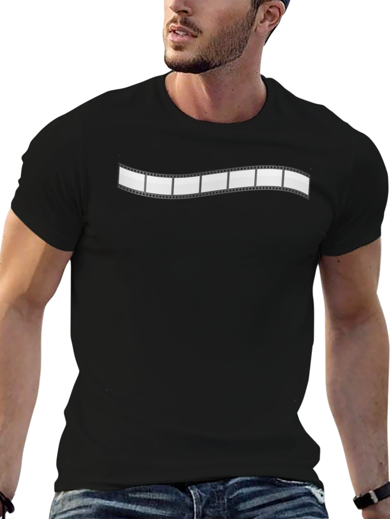 Retro Film Strip Graphic Black T-Shirt