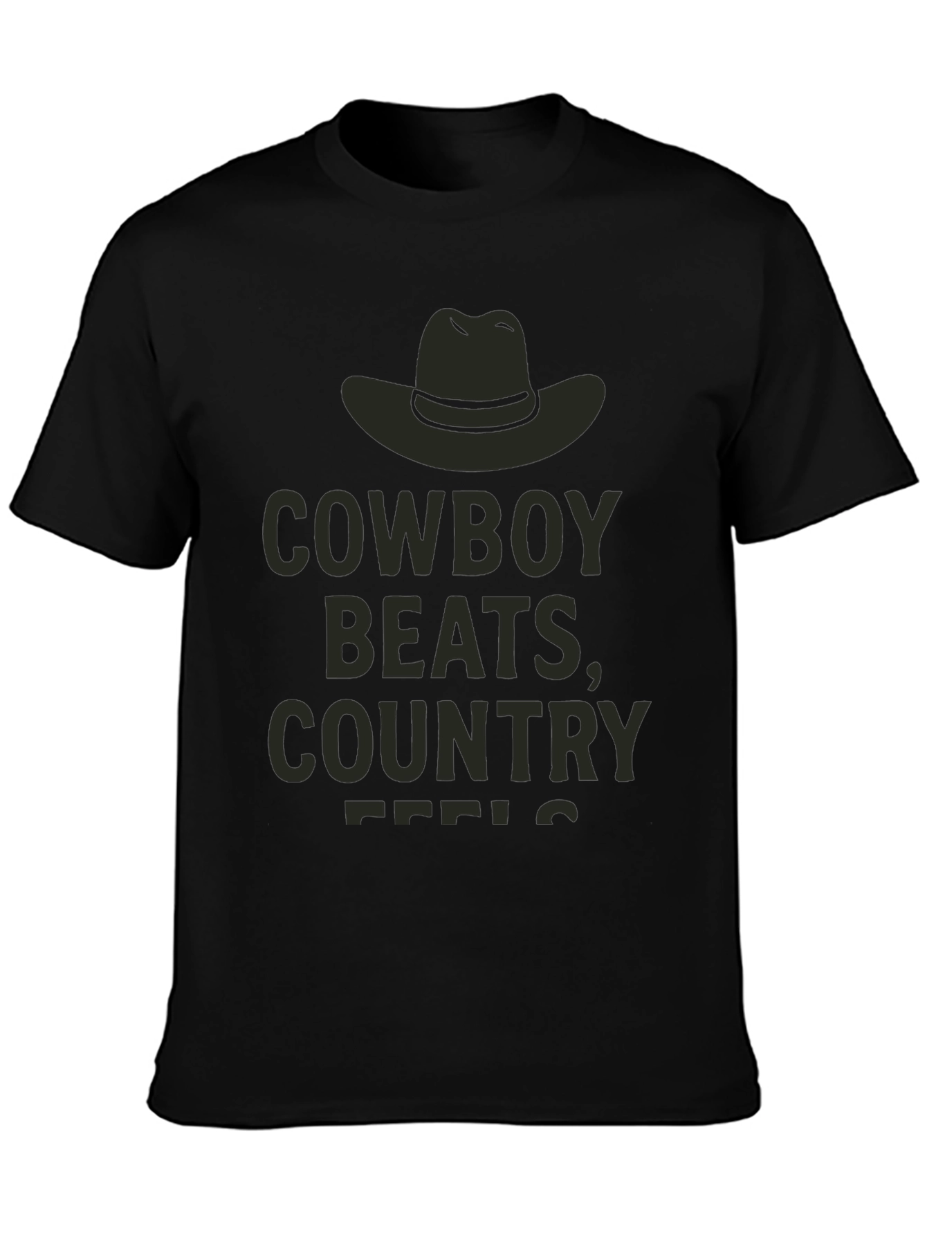 Cowboy Beats Country Feels Graphic Tee - Black