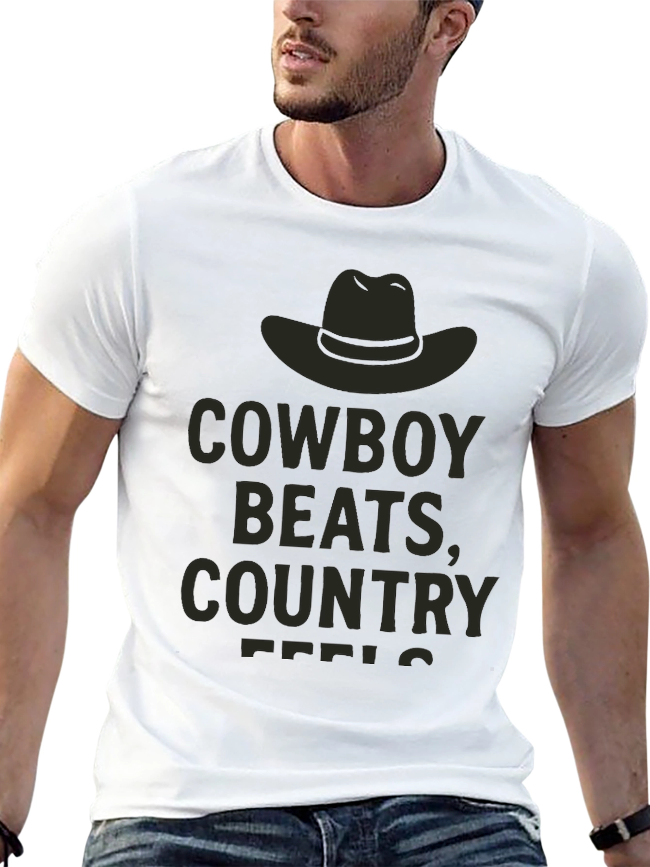 Cowboy Beats Country Feels Graphic Tee - Black