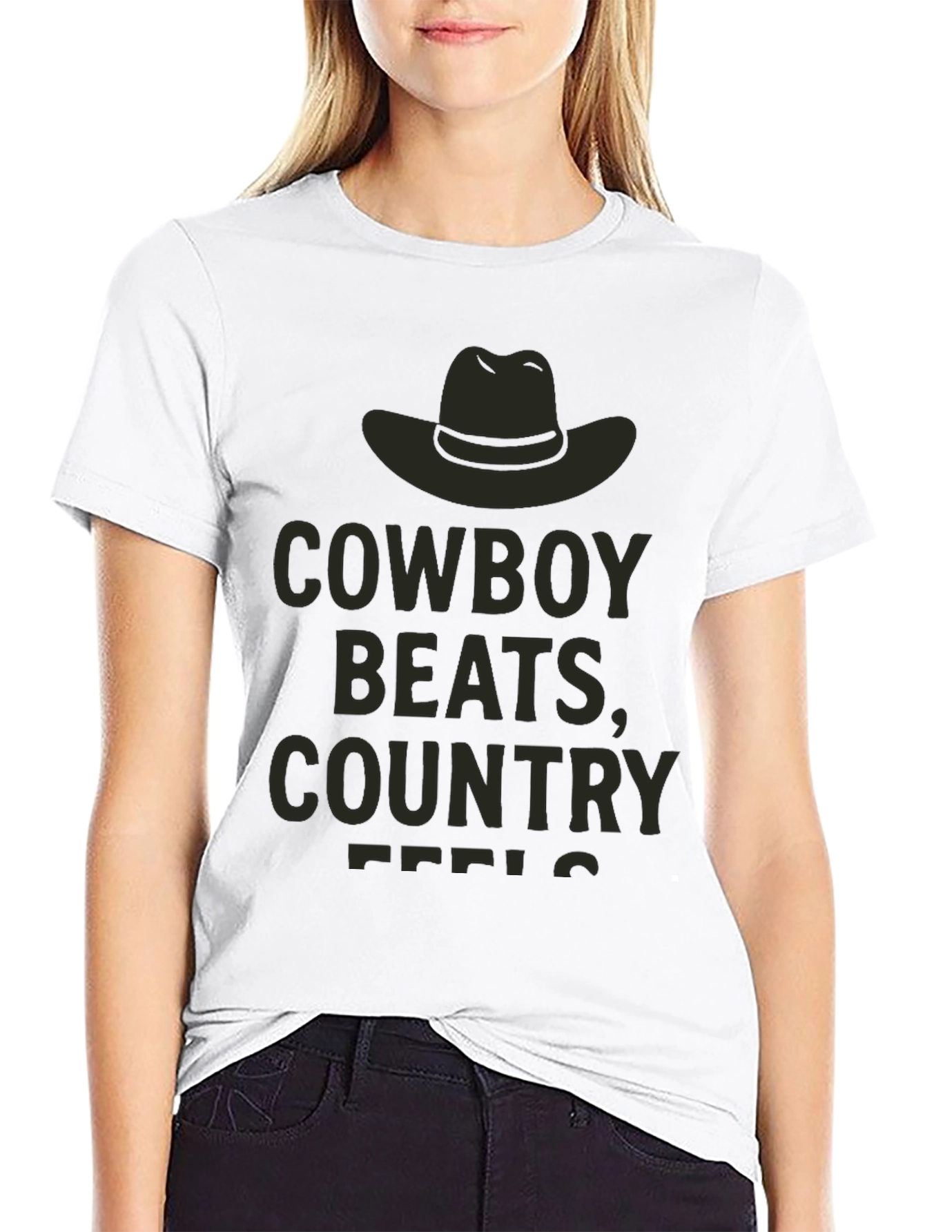 Cowboy Beats Country Feels Graphic Tee - Black