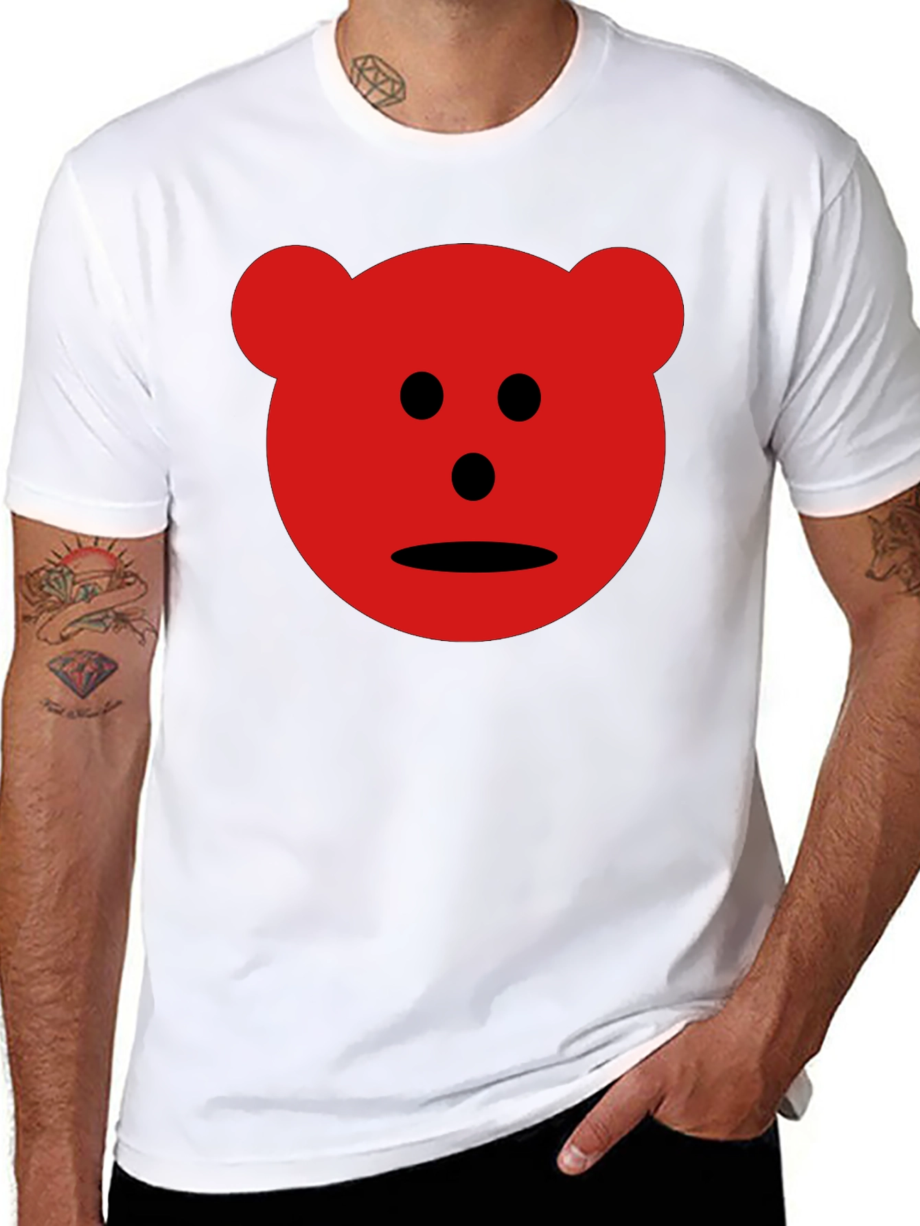 Red Bear Graphic Black T-Shirt