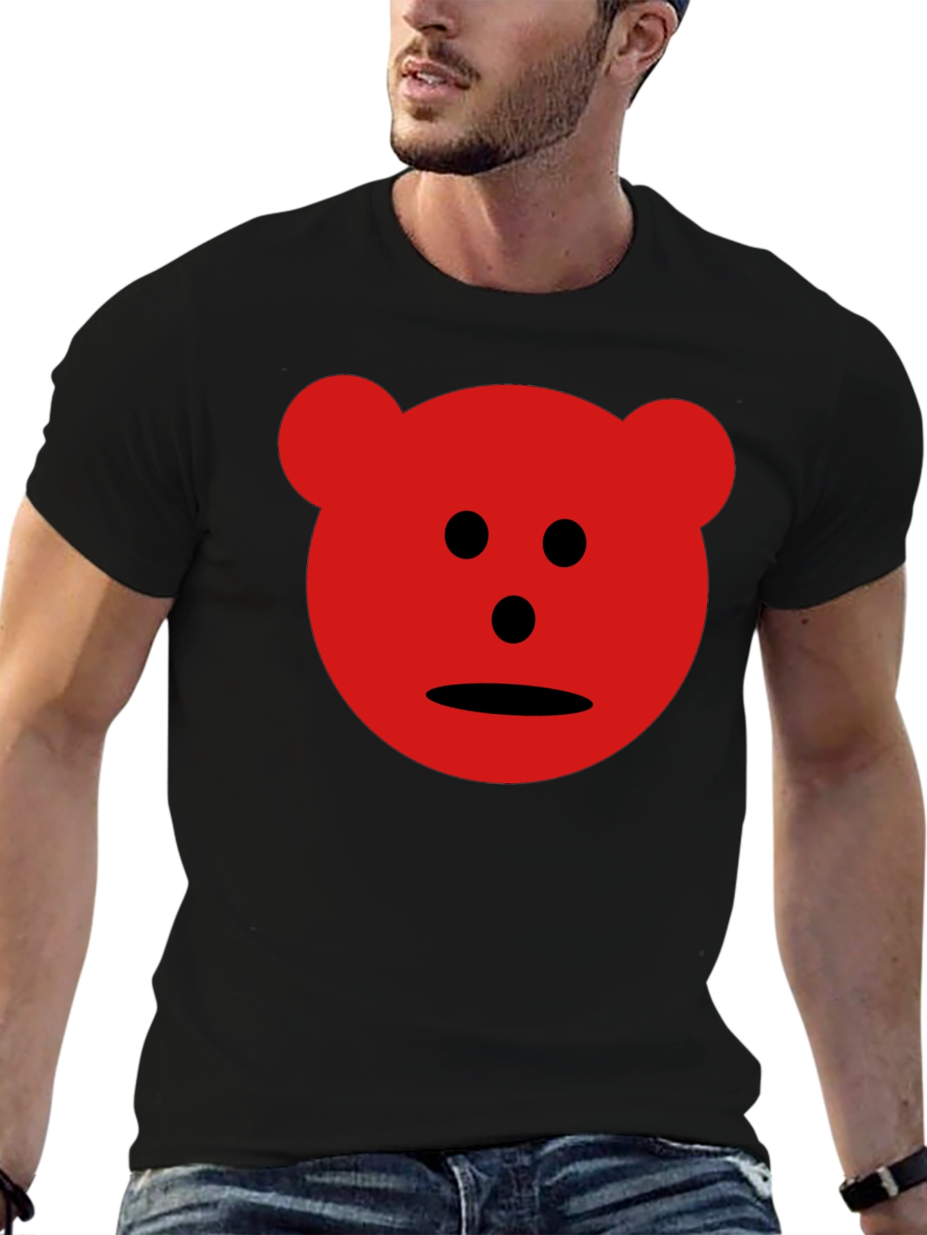 Red Bear Graphic Black T-Shirt