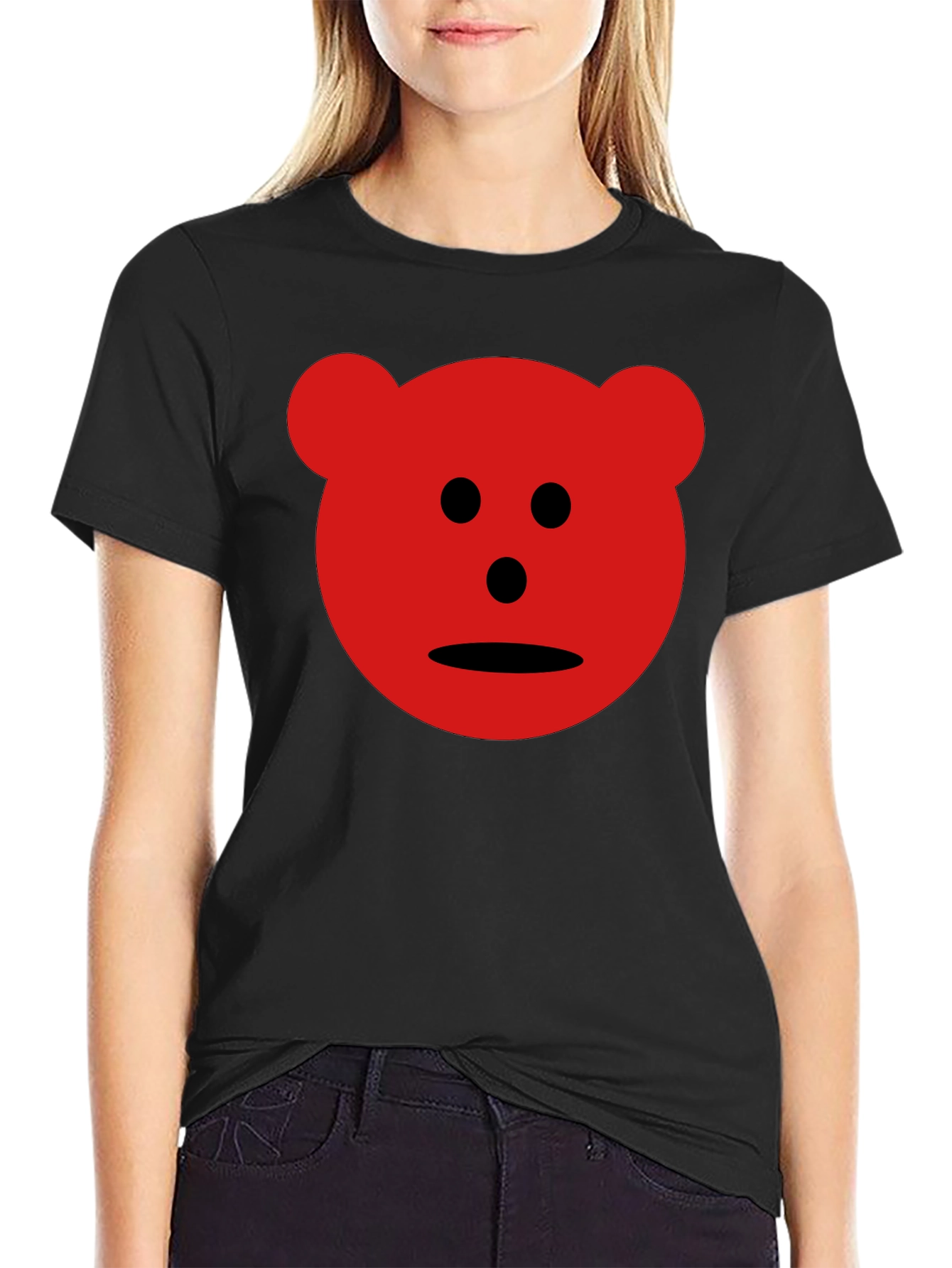 Red Bear Graphic Black T-Shirt