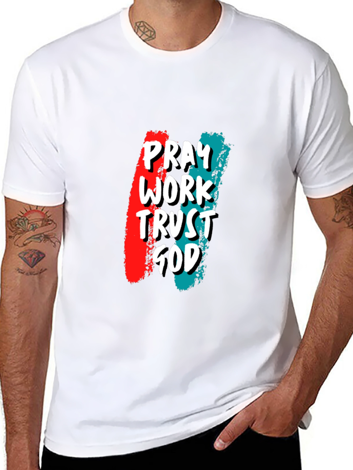 Pray Work Trust God Black Tee