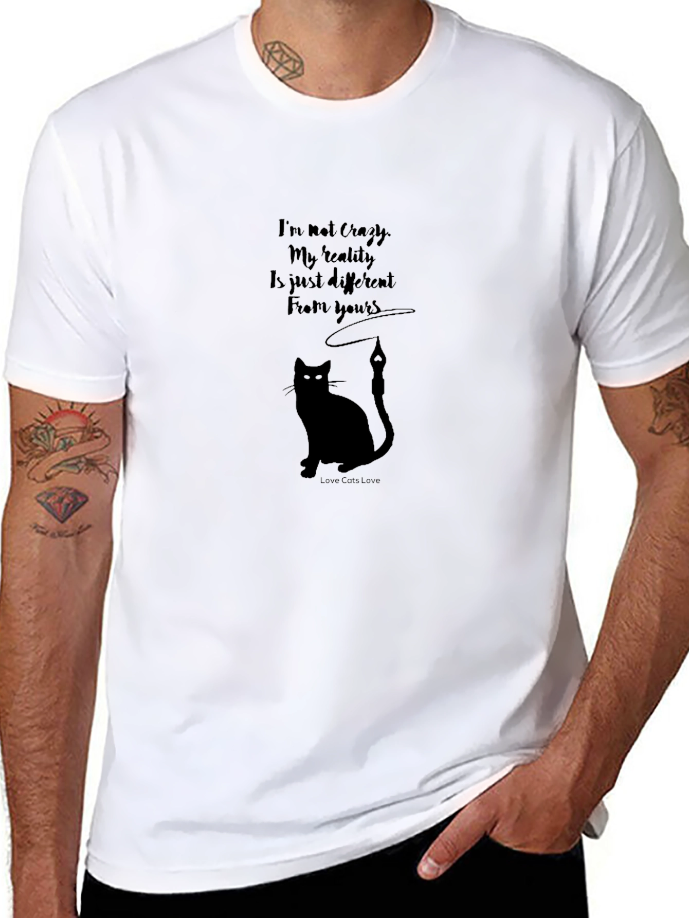 Crazy Cat Lover T-Shirt - Black Crew Neck
