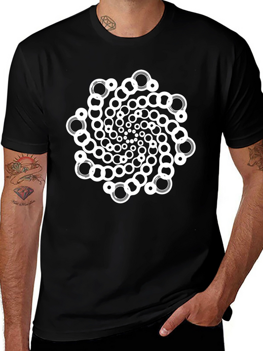 Abstract Circular Pattern Black T-Shirt