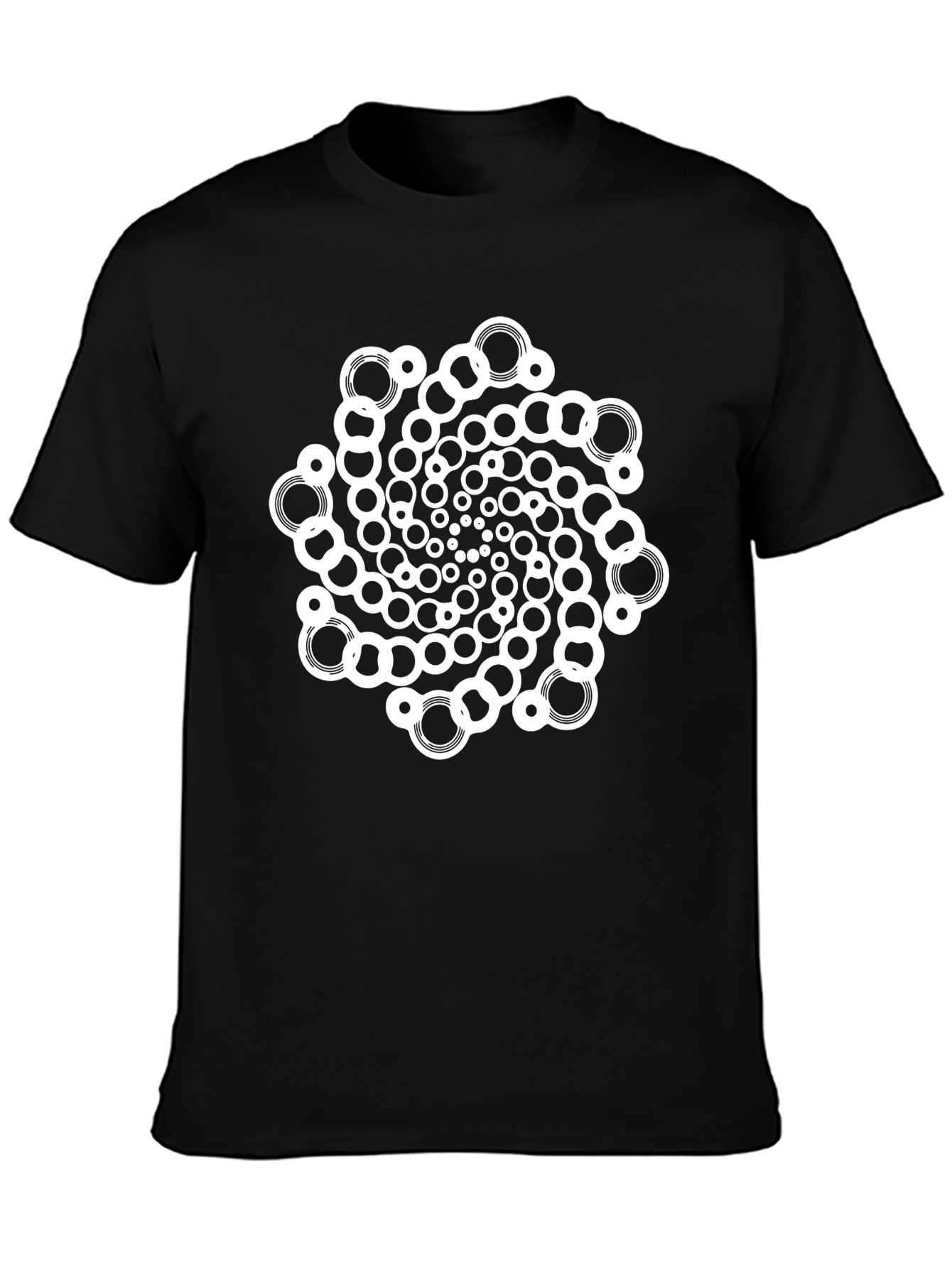 Abstract Circular Pattern Black T-Shirt