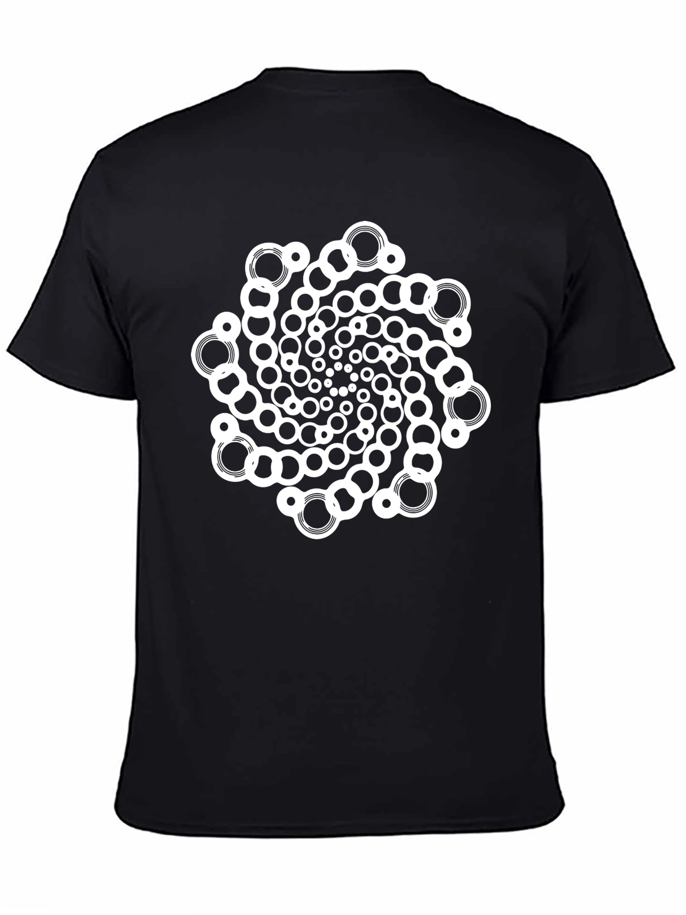 Abstract Circular Pattern Black T-Shirt