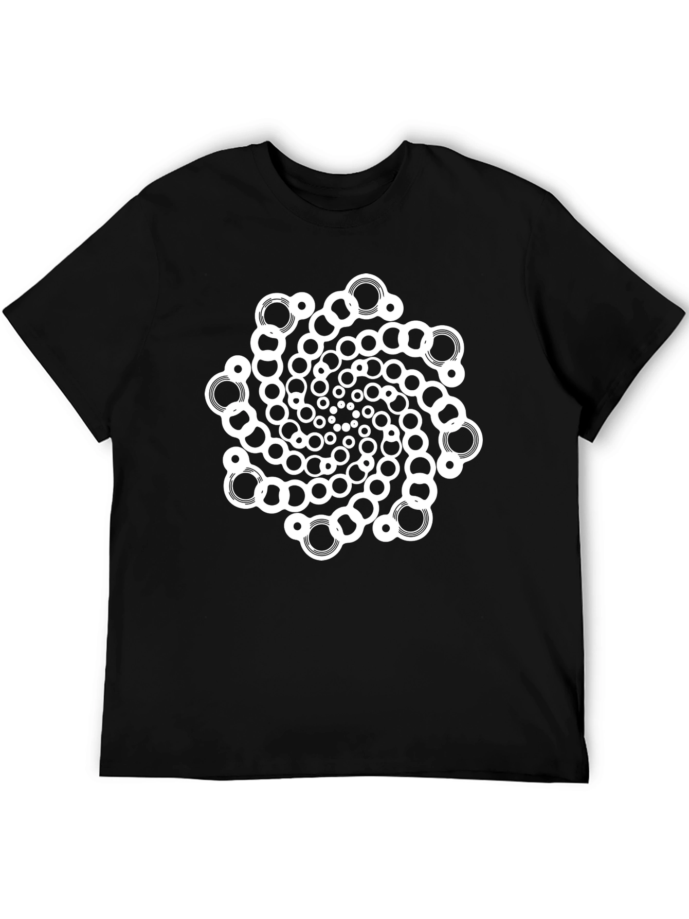 Abstract Circular Pattern Black T-Shirt