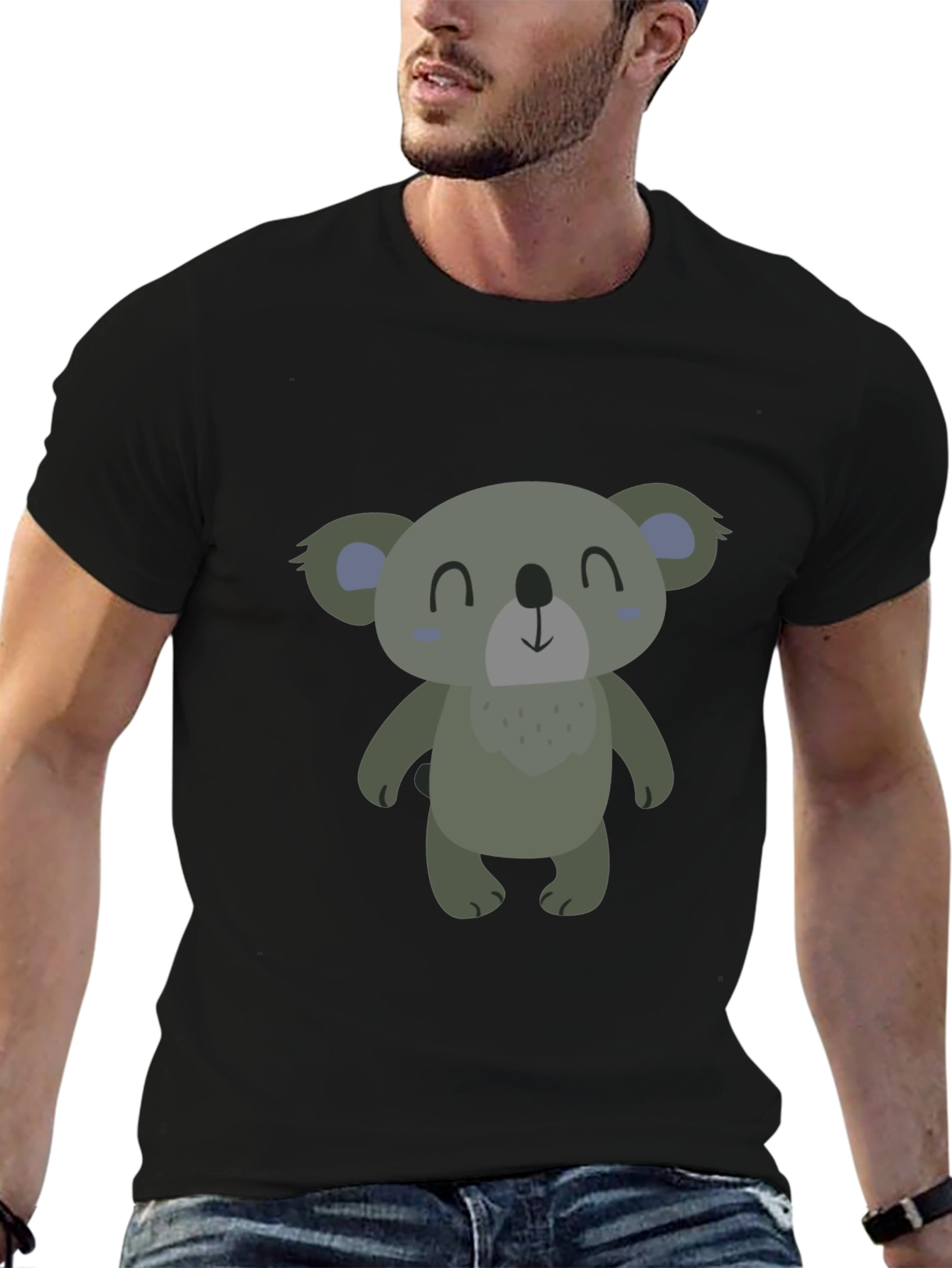 Cute Koala Graphic Black T-Shirt