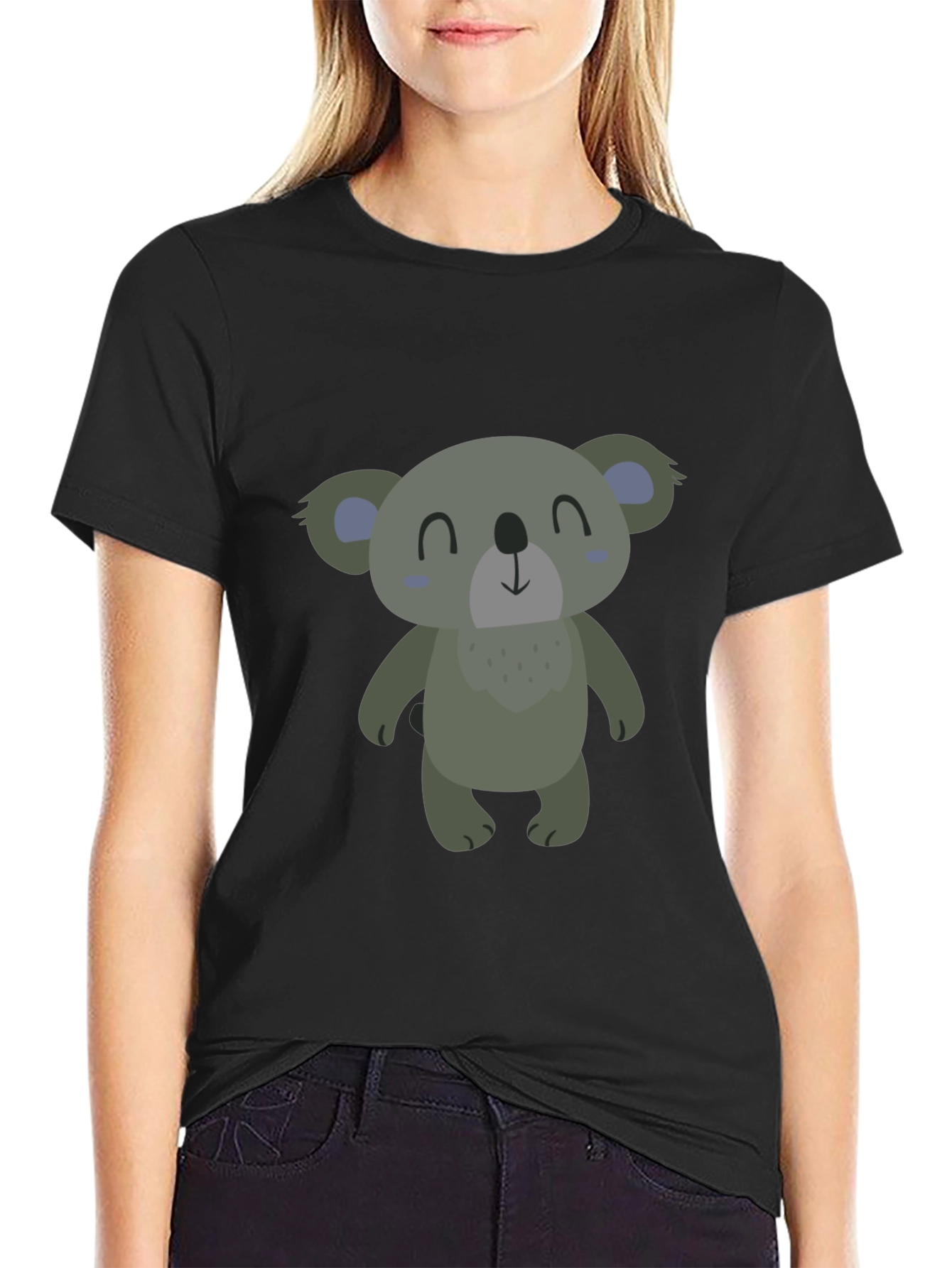 Cute Koala Graphic Black T-Shirt