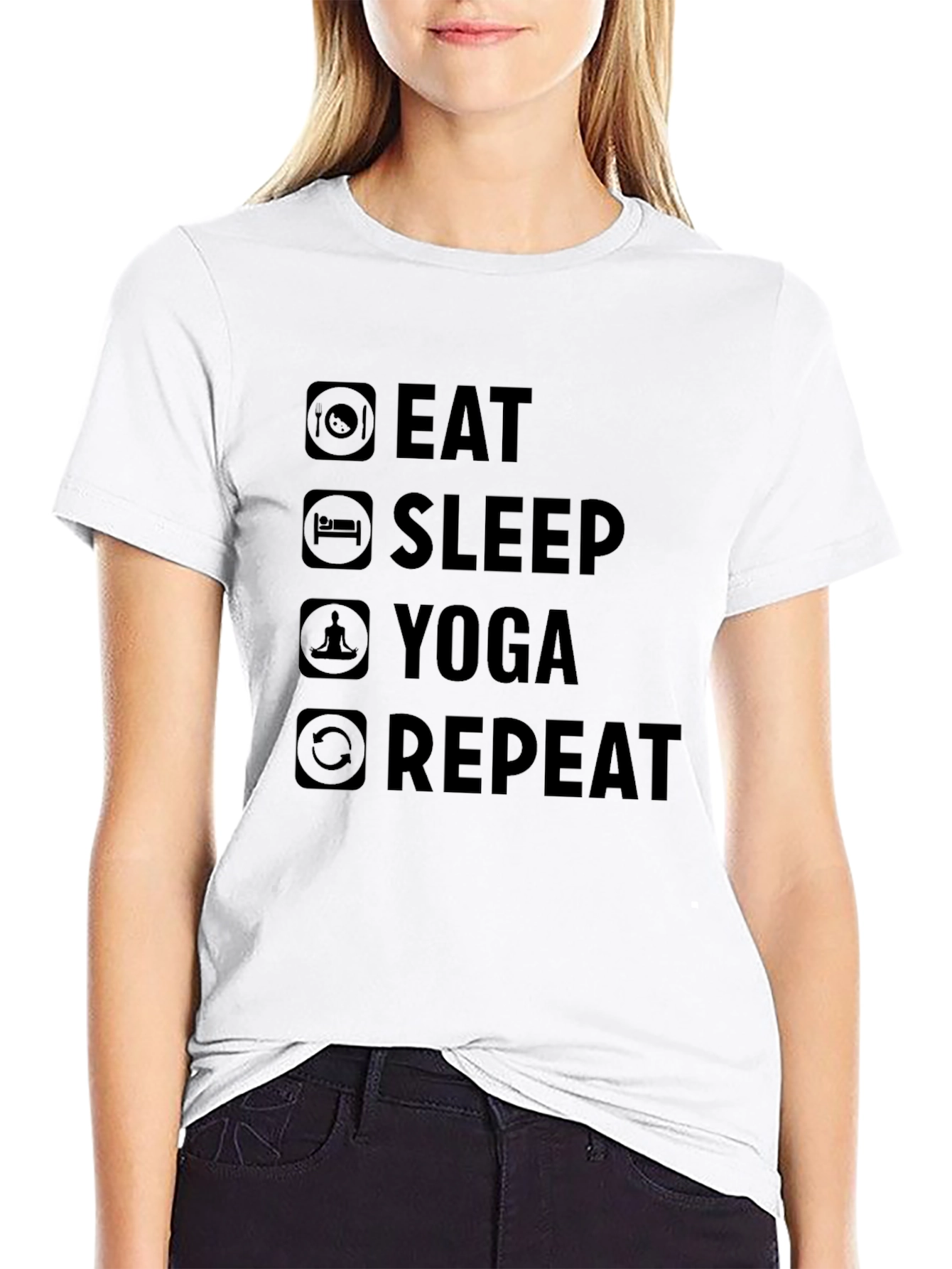 Eat Sleep Yoga Repeat Graphic T-Shirt