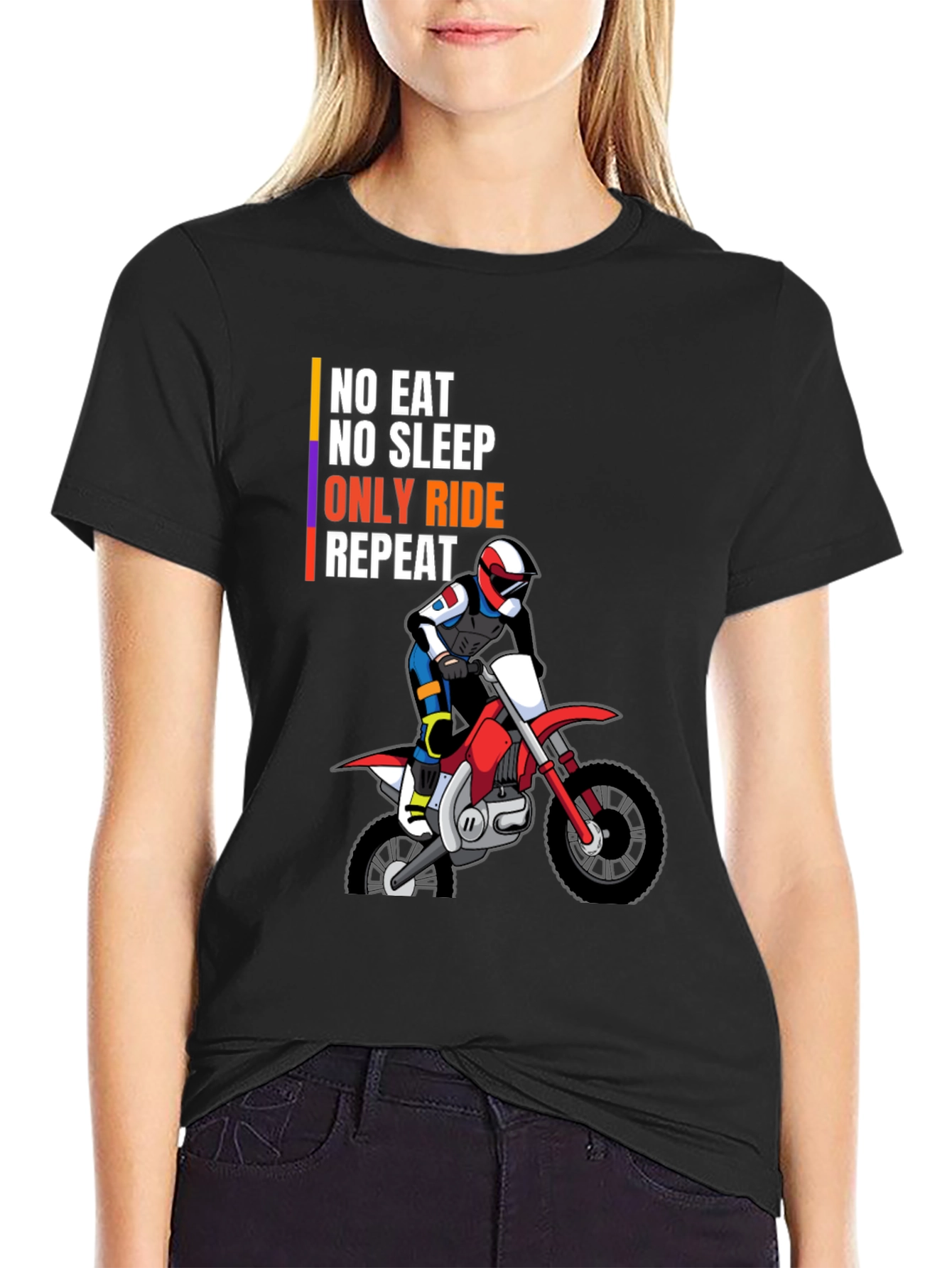 No Eat No Sleep Only Ride Repeat Black T-Shirt