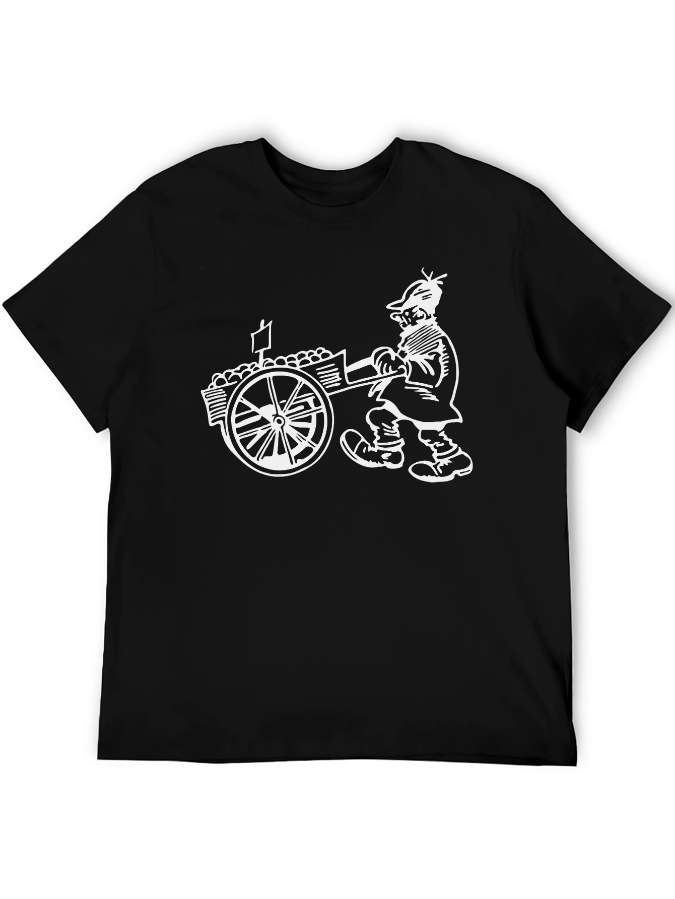 Black T-Shirt - Potato Cart Design