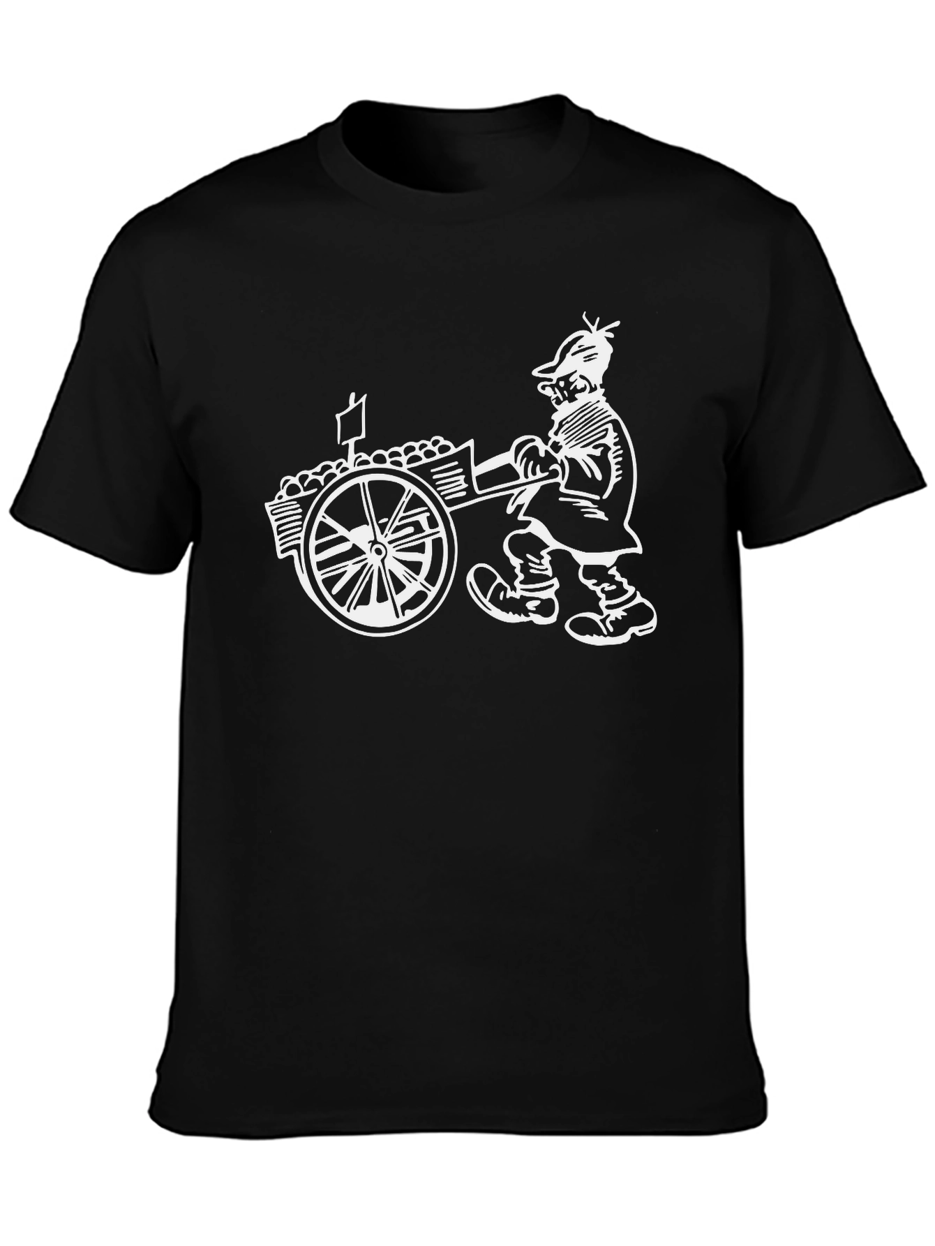 Black T-Shirt - Potato Cart Design