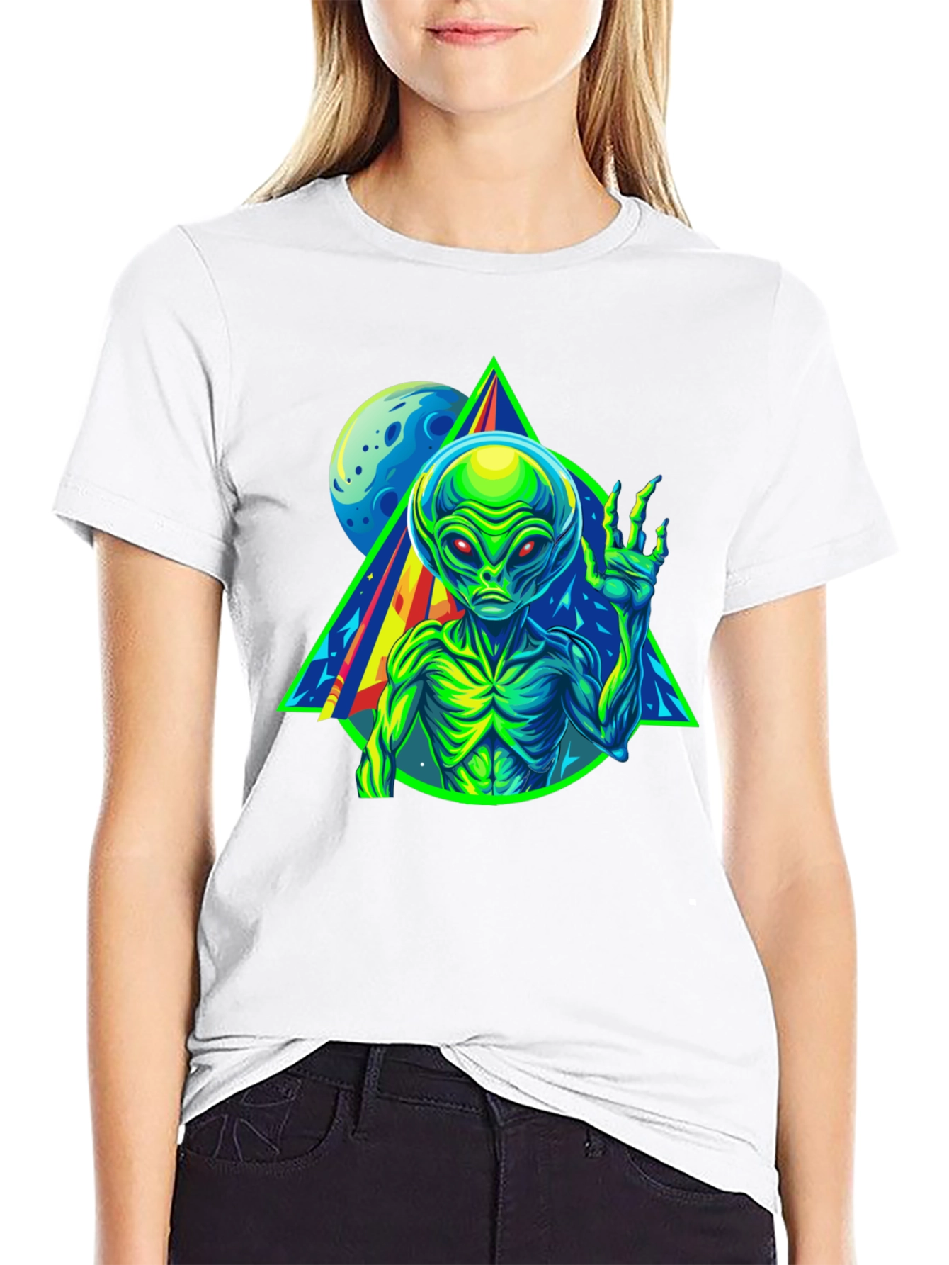 Alien Graphic Tee - Neon Retro Design