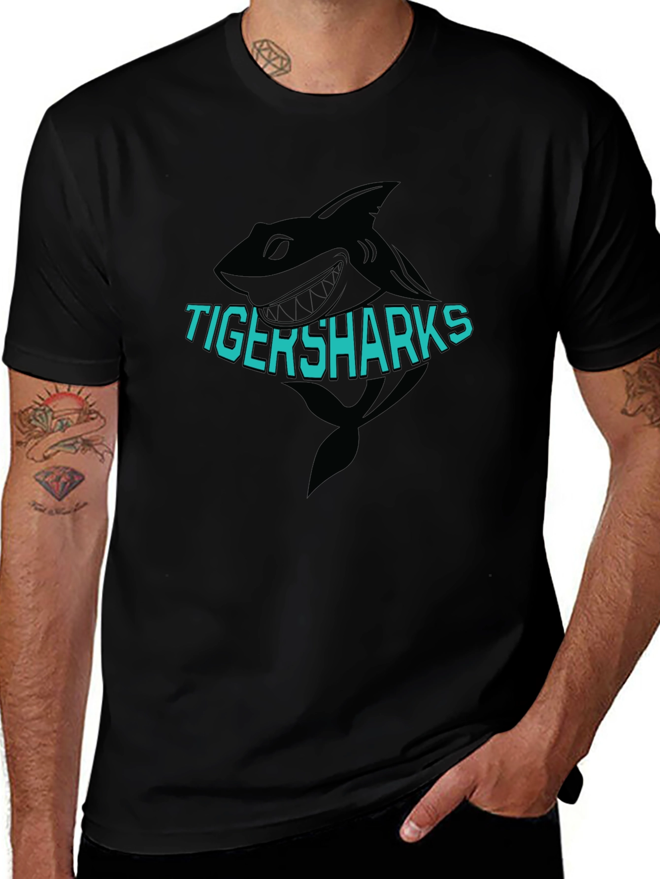 TigerSharks Graphic Print Black T-Shirt