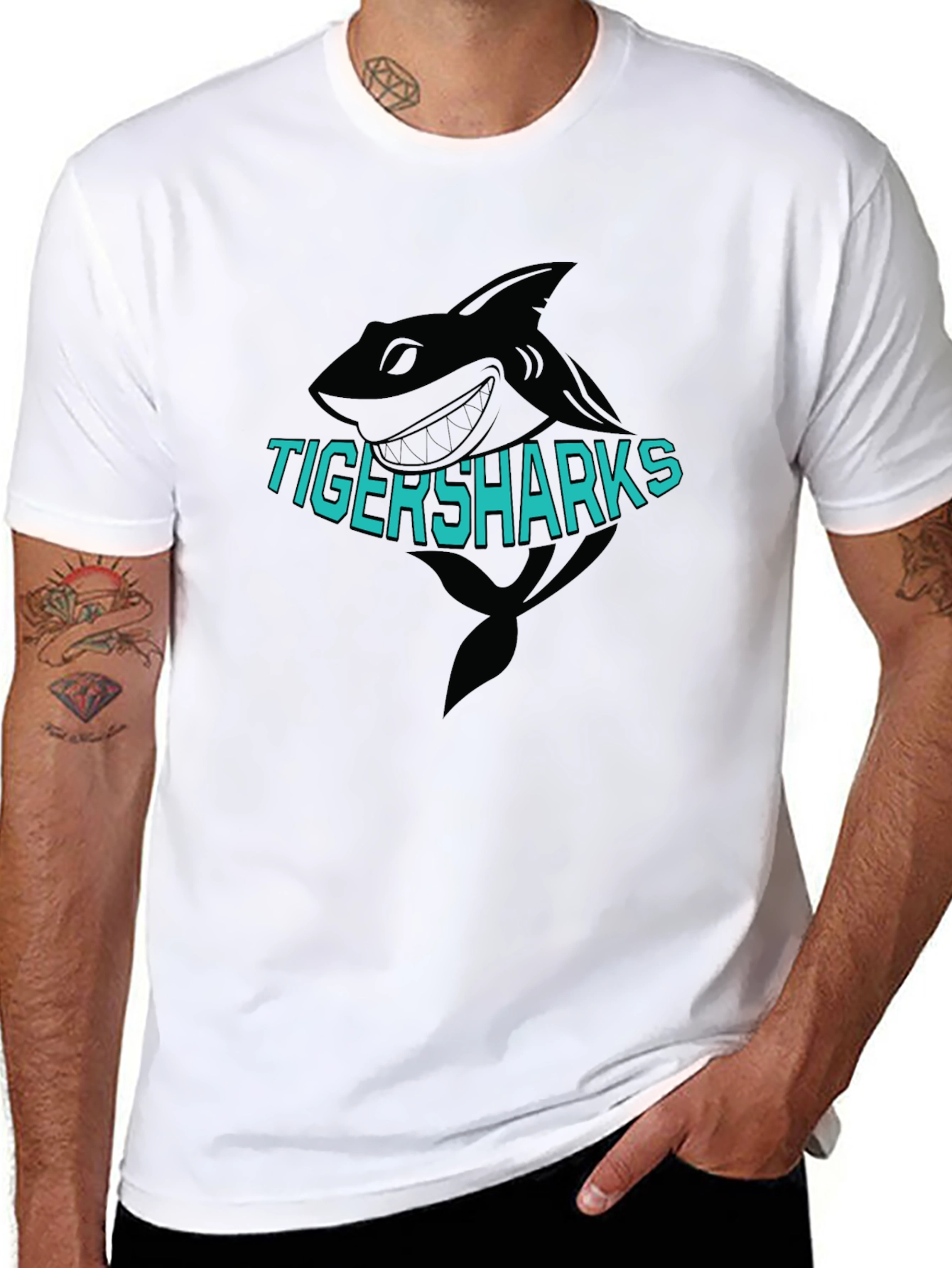 TigerSharks Graphic Print Black T-Shirt