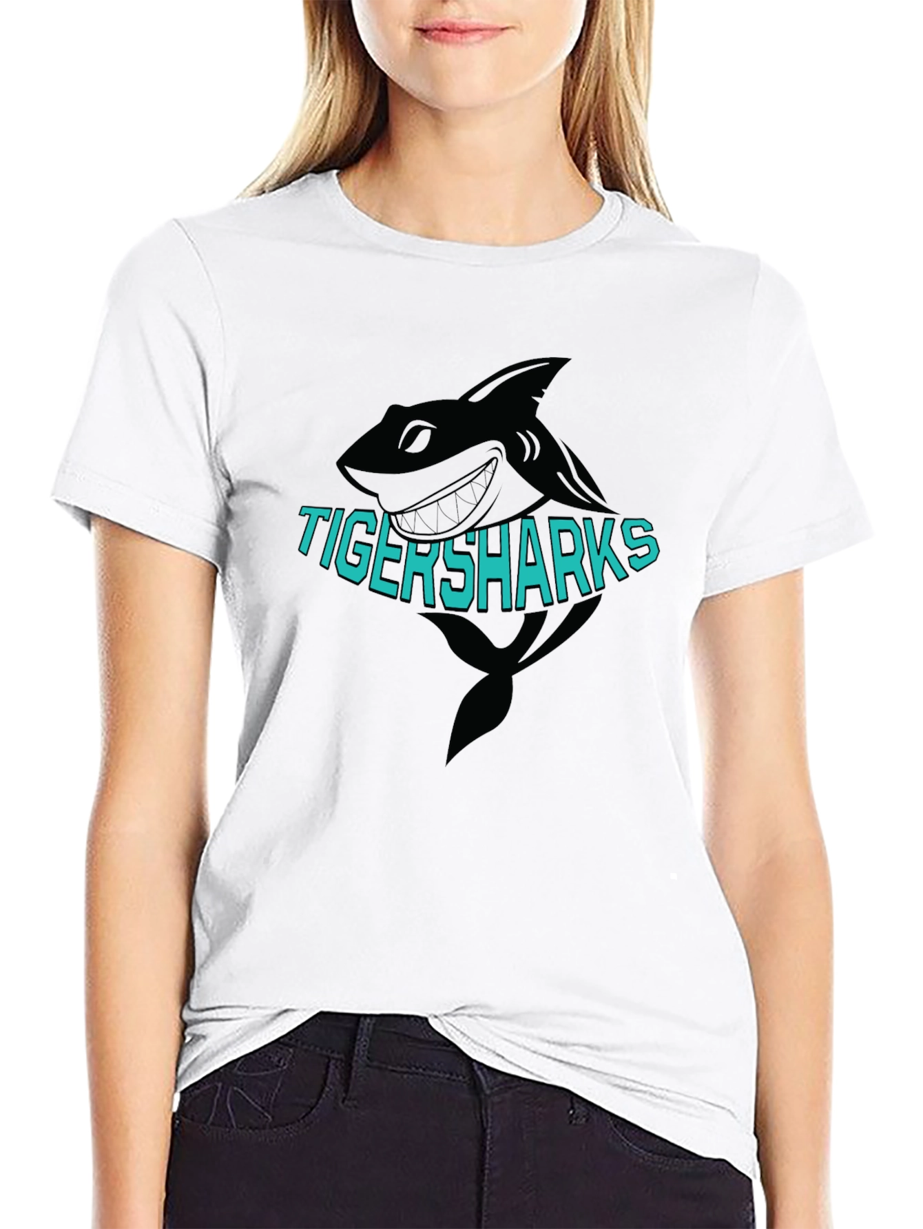 TigerSharks Graphic Print Black T-Shirt