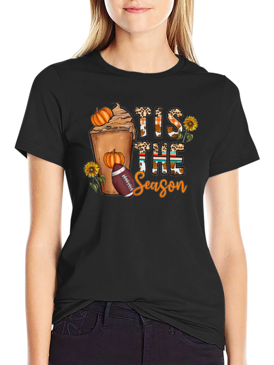 Tis the Season Graphic T-Shirt - Fall Football Pumpkin Spice