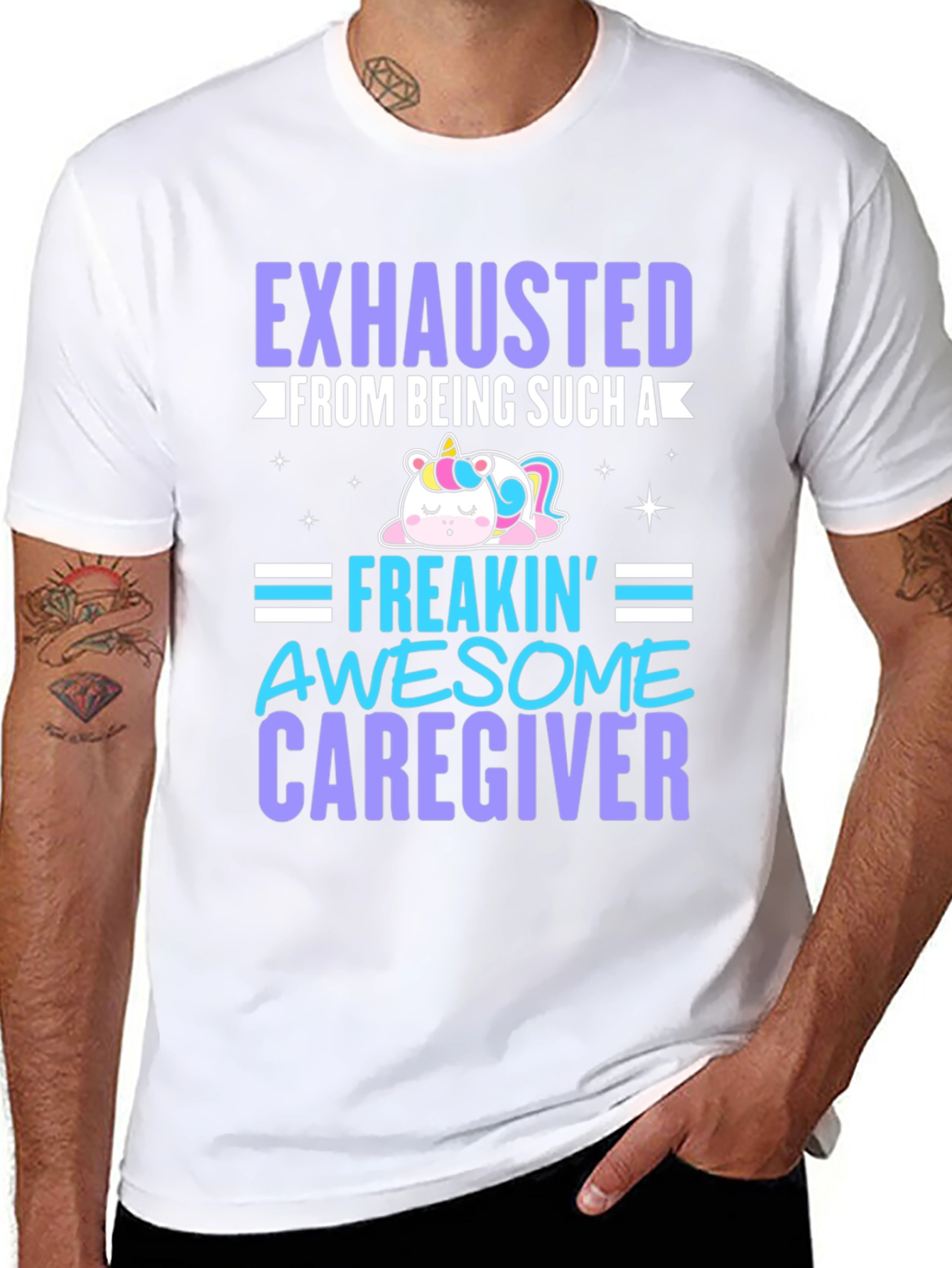 Exhausted Awesome Caregiver T-Shirt