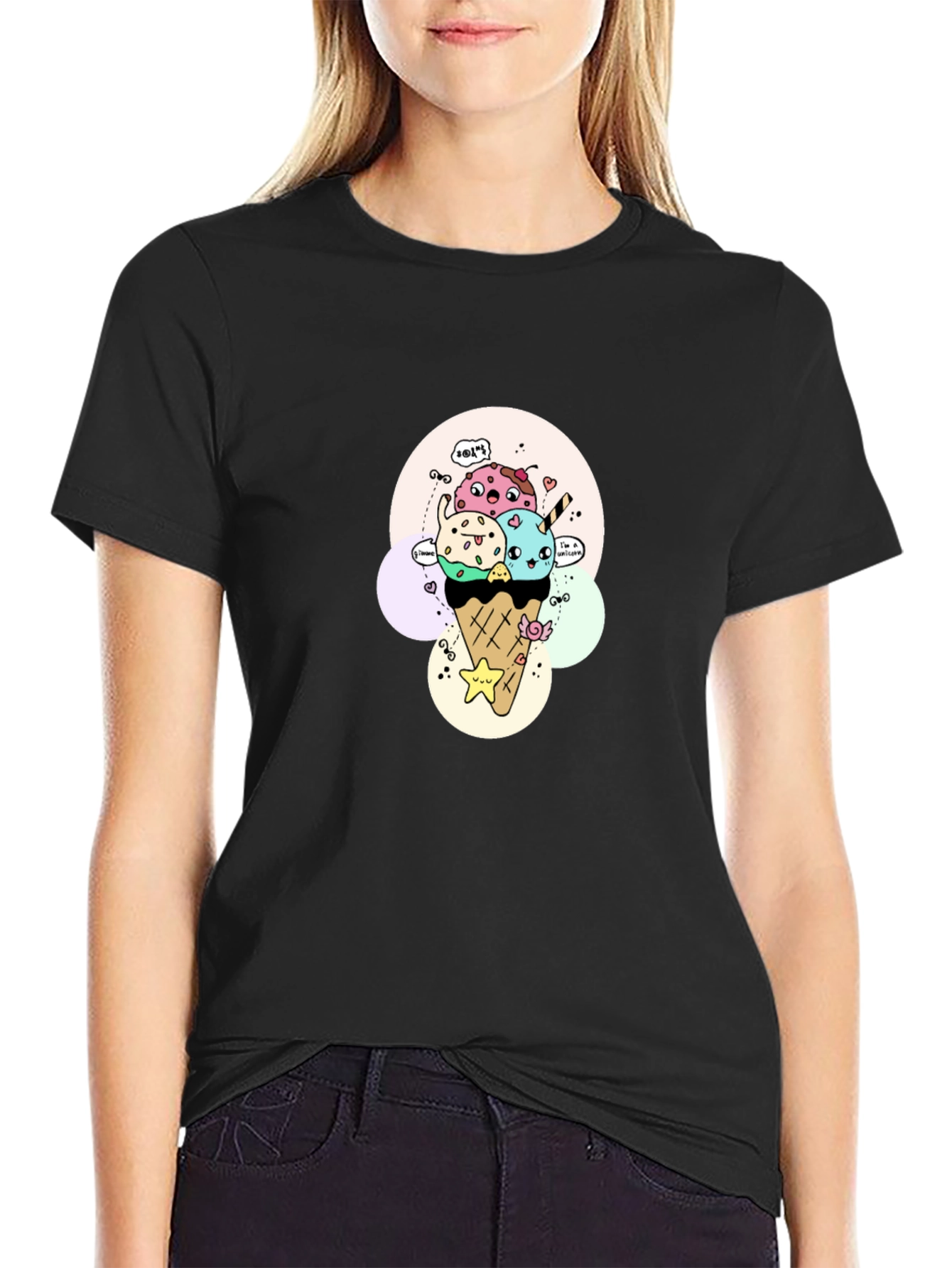 Kawaii Ice Cream Cone Graphic Tee