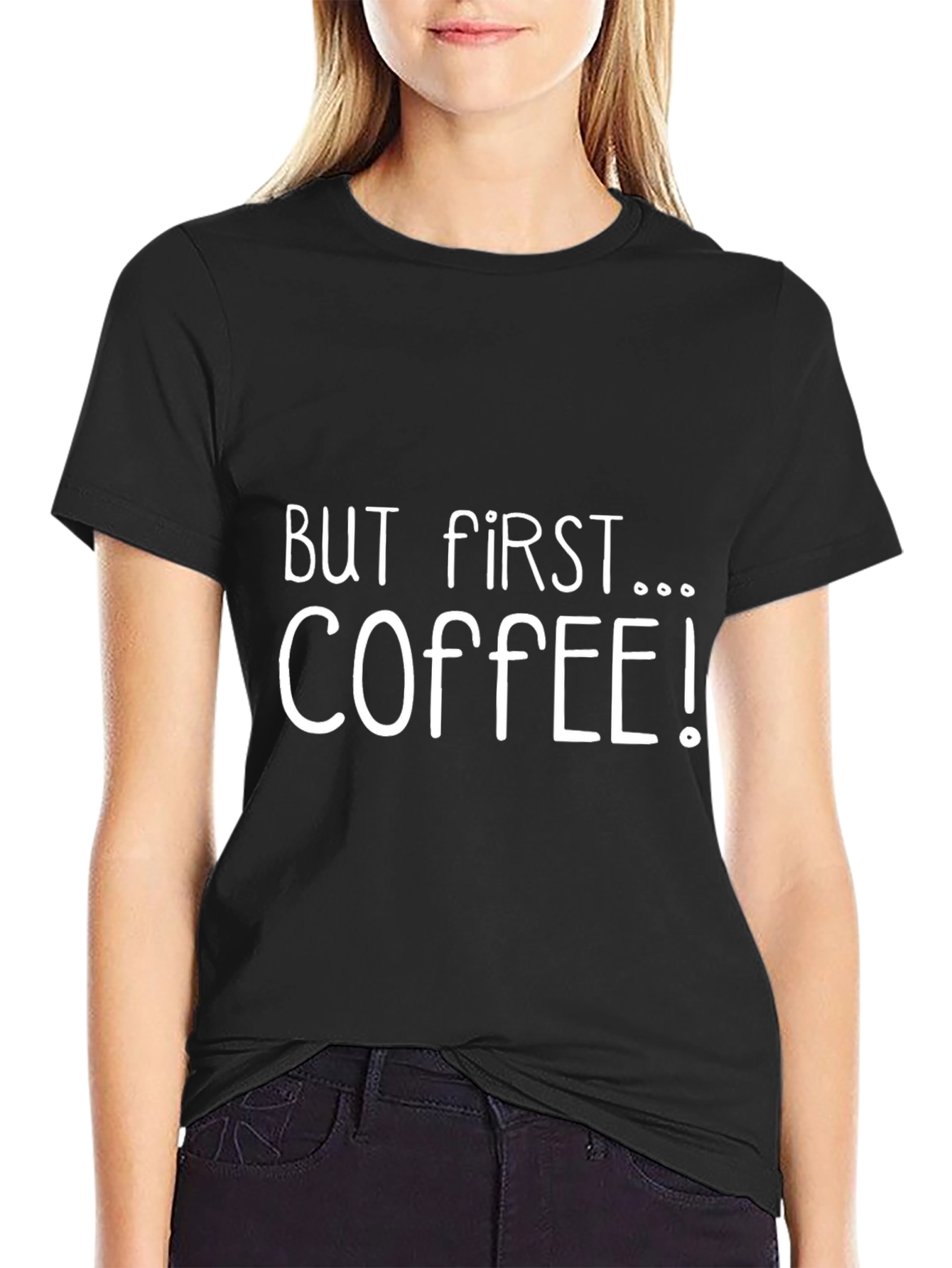 But First Coffee Graphic Tee - Black Casual T-Shirt