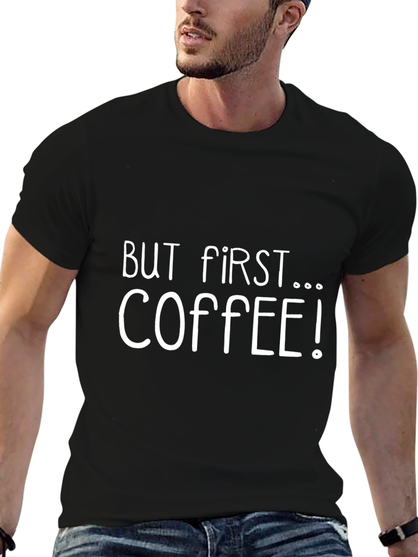 But First Coffee Graphic Tee - Black Casual T-Shirt