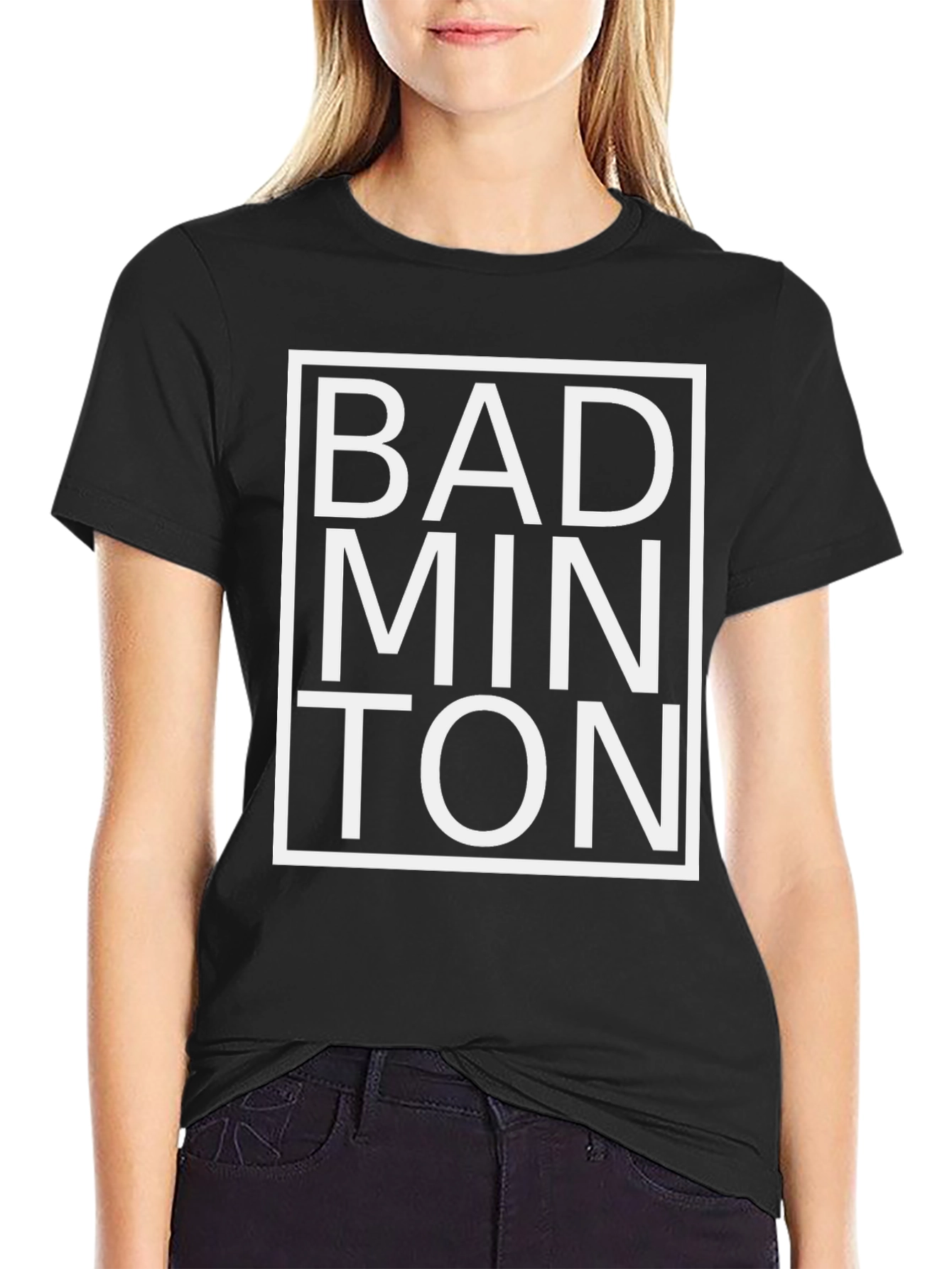 Badminton Graphic Tee - Black Cotton Shirt