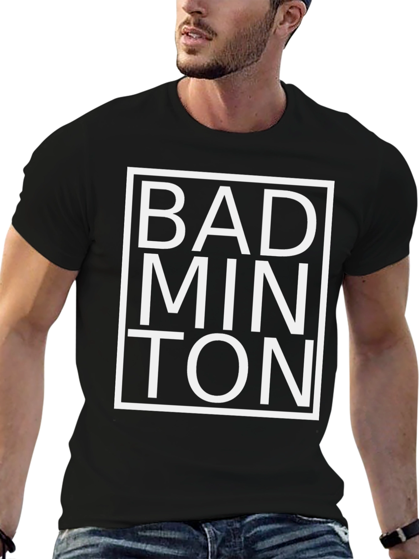 Badminton Graphic Tee - Black Cotton Shirt