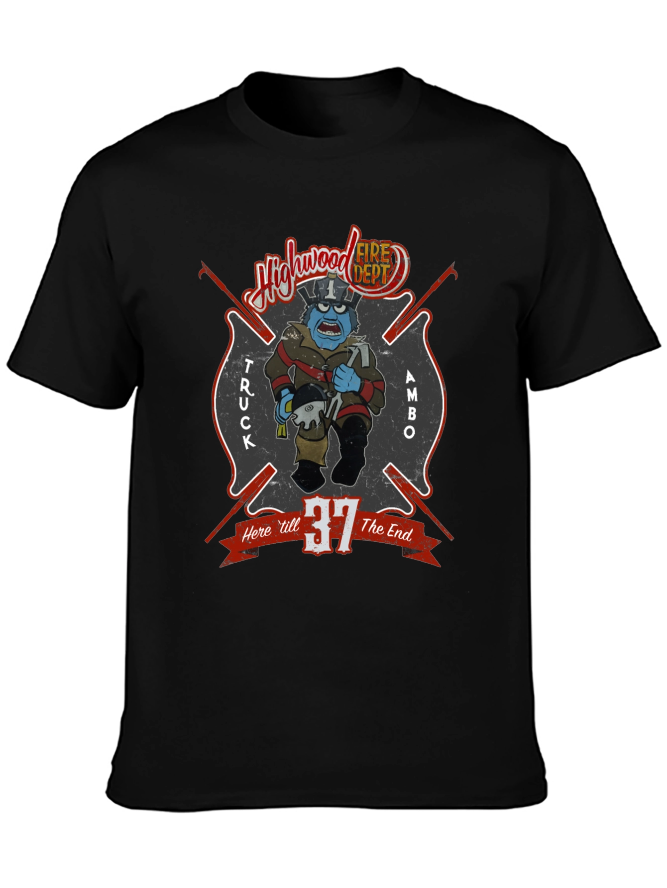 Highwood Fire Dept Cartoon Graphic T-Shirt