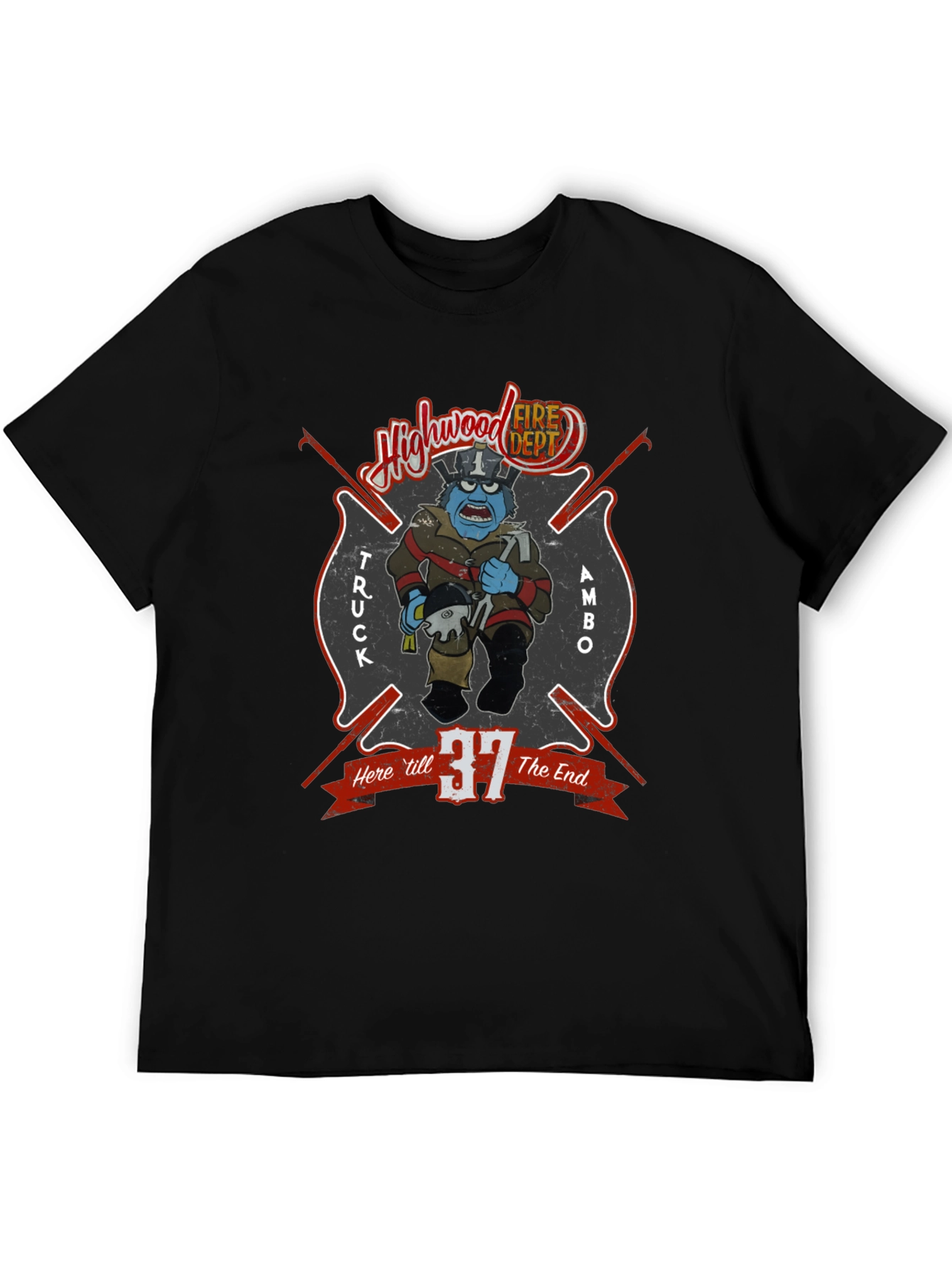 Highwood Fire Dept Cartoon Graphic T-Shirt