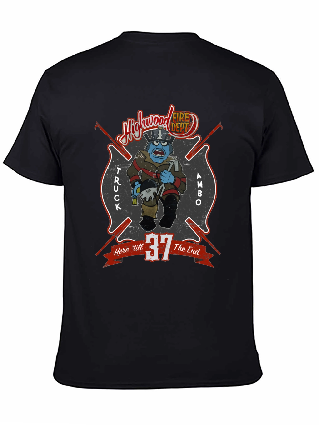 Highwood Fire Dept Cartoon Graphic T-Shirt