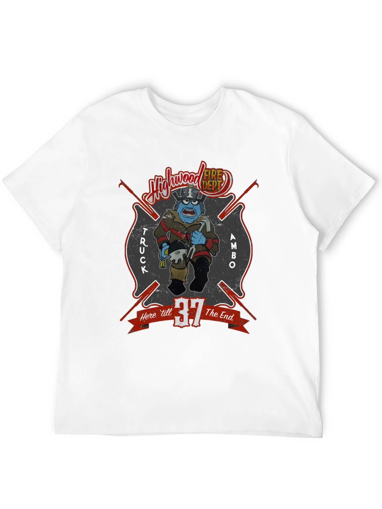 Highwood Fire Dept Cartoon Graphic T-Shirt