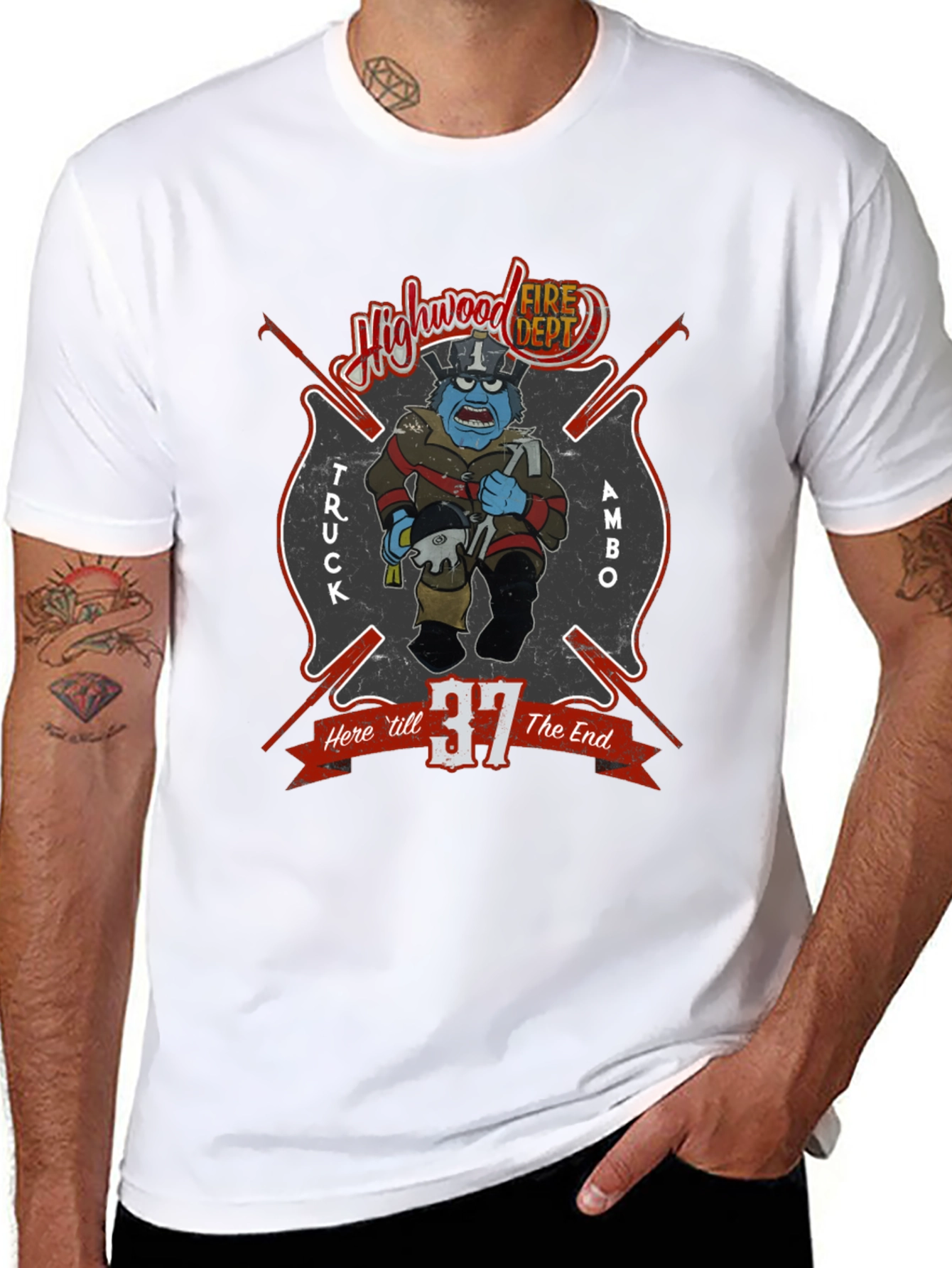 Highwood Fire Dept Cartoon Graphic T-Shirt