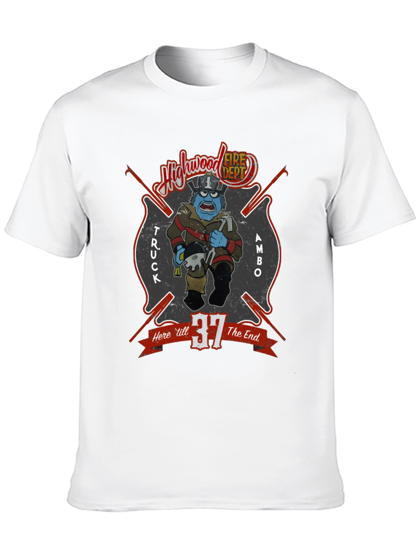 Highwood Fire Dept Cartoon Graphic T-Shirt