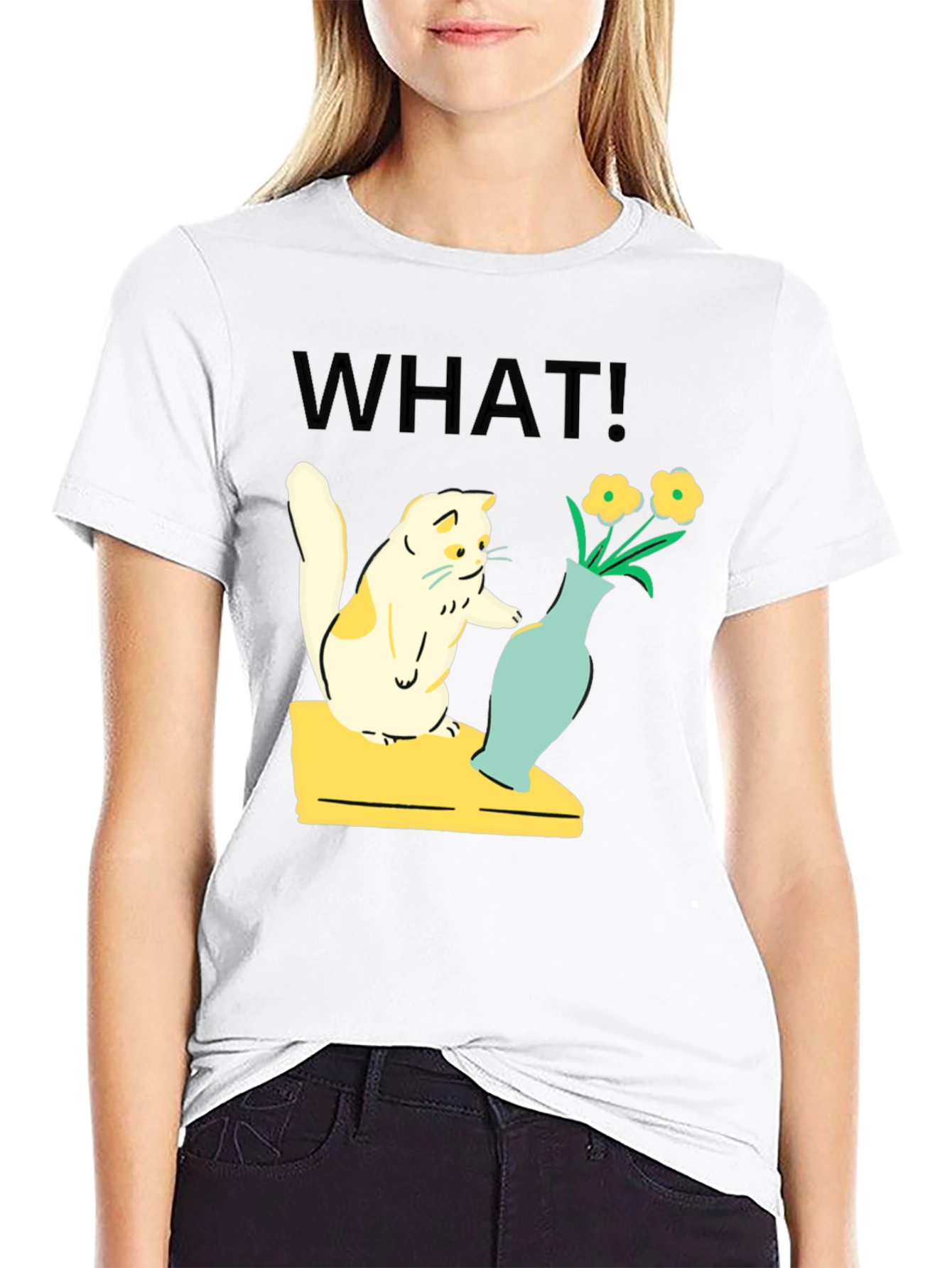 Funny Cat WHAT! Graphic T-Shirt