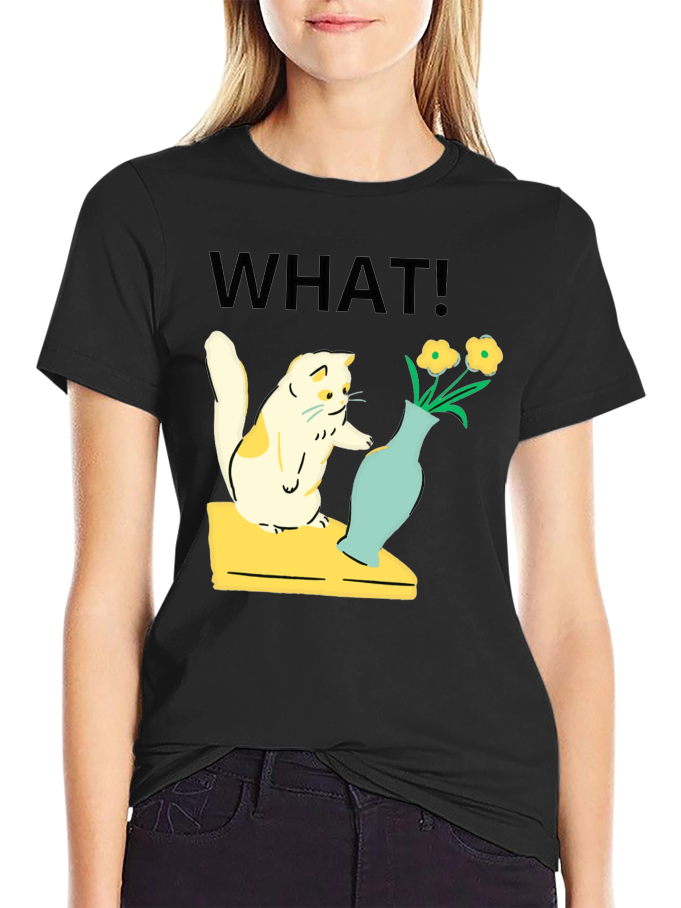 Funny Cat WHAT! Graphic T-Shirt