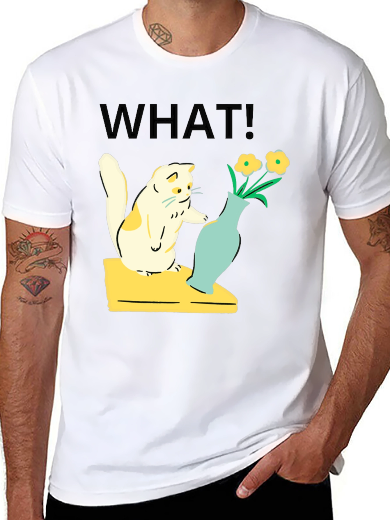 Funny Cat WHAT! Graphic T-Shirt