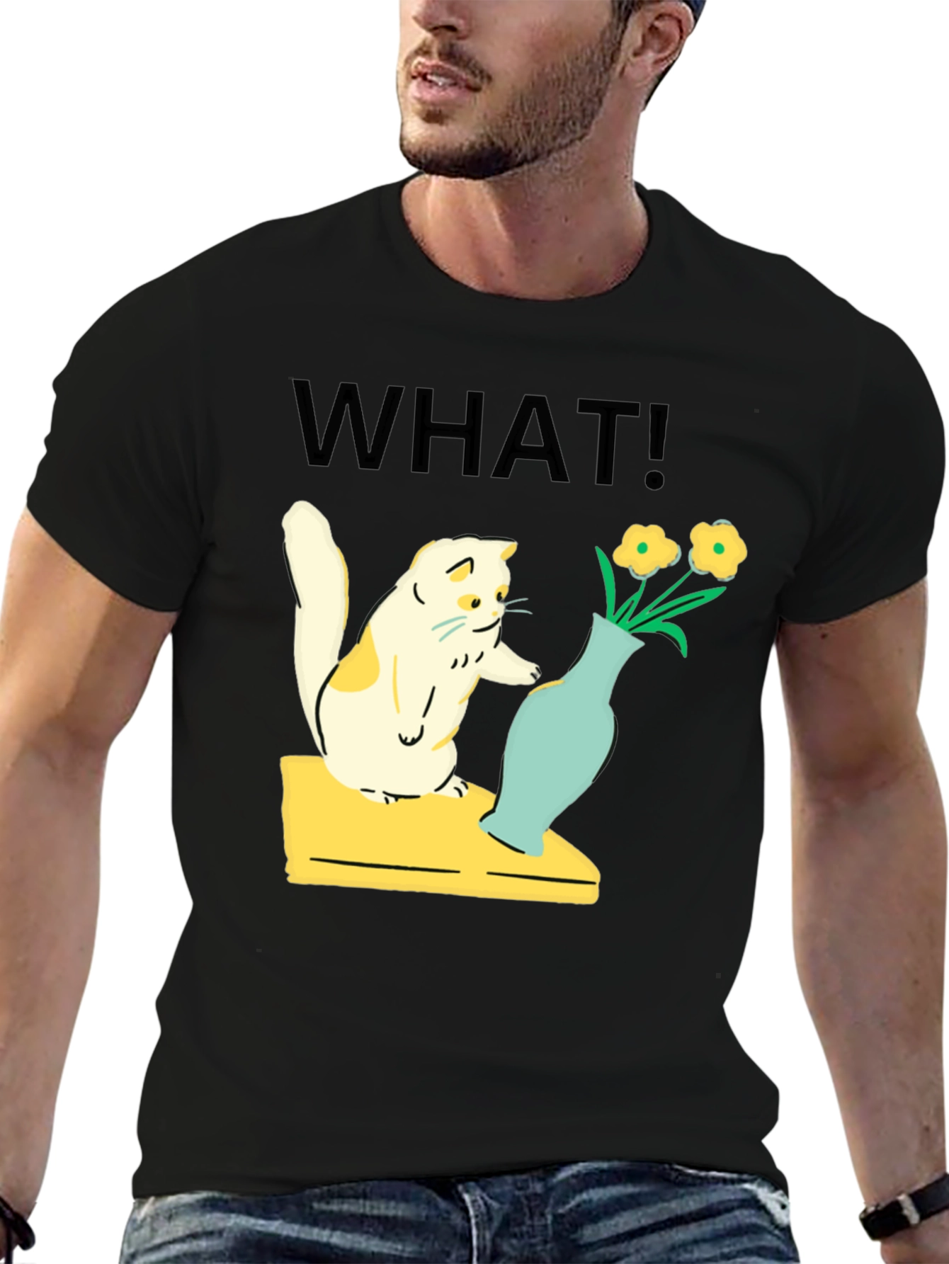 Funny Cat WHAT! Graphic T-Shirt